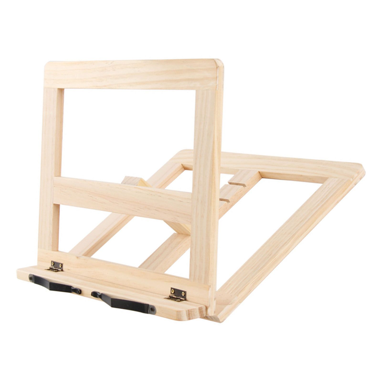 Wooden Book Stand Adjustable Book Holder Reading Stand Recipe Cookbook Holder for Kid Adult Home Iron Clip - Image 3