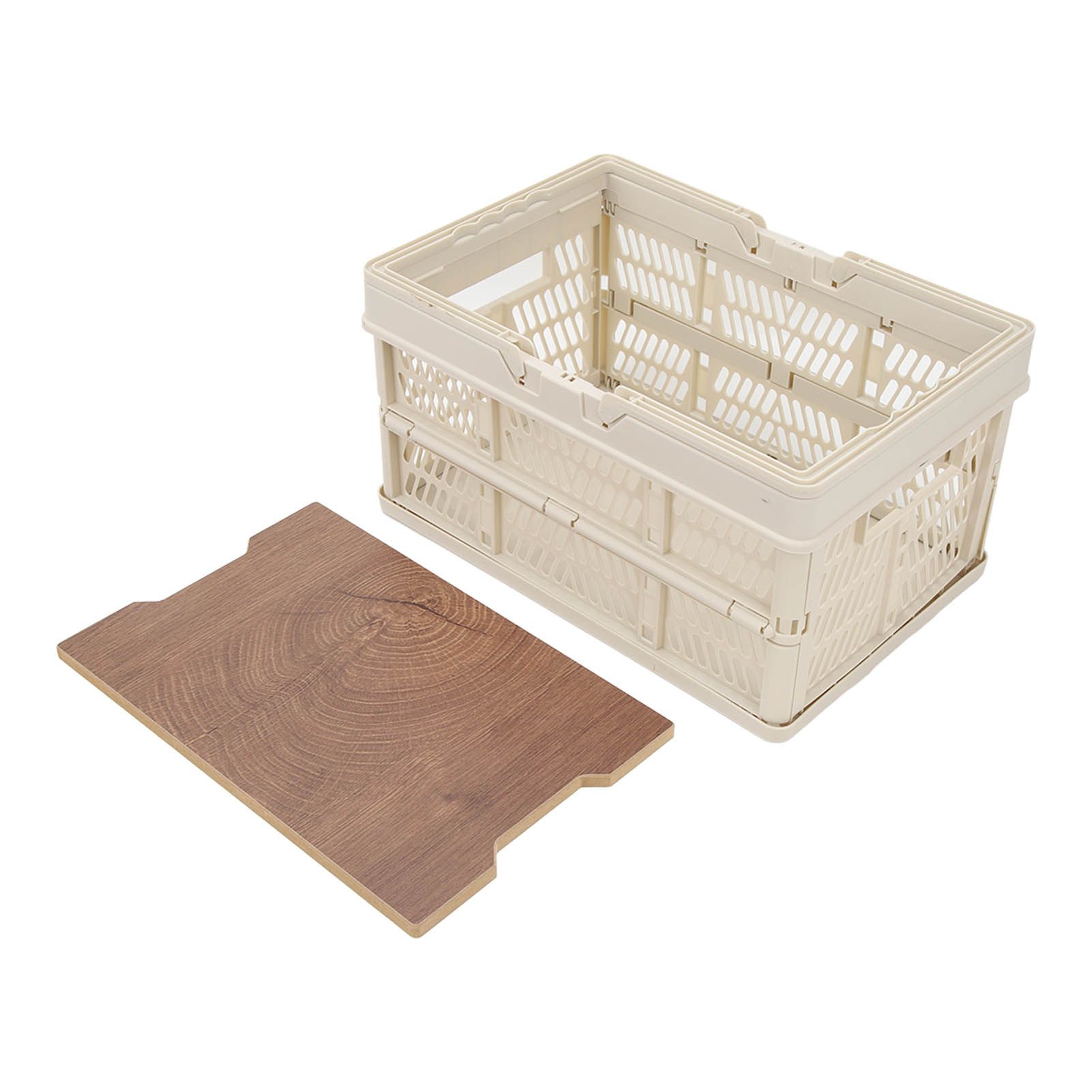 Camping Picnic Basket Foldable Large Capacity Multifunction Handheld Camping Storage Basket Camping Storage Box Grey White S - Image 1