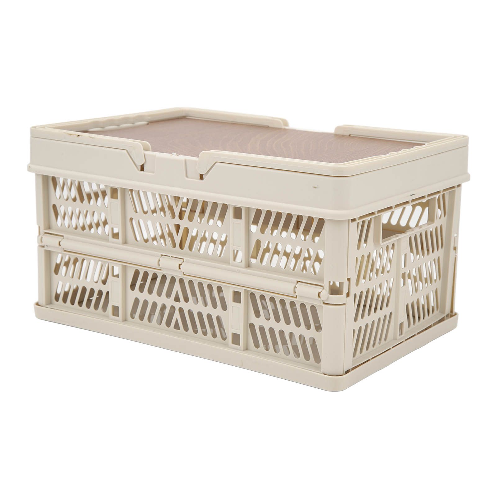 Camping Picnic Basket Foldable Large Capacity Multifunction Handheld Camping Storage Basket Camping Storage Box Grey White S - Image 3