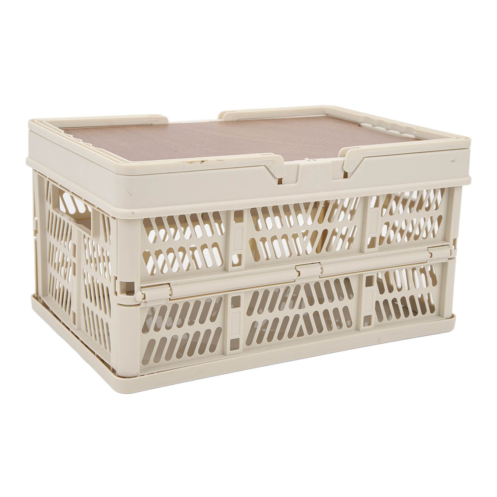 Camping Picnic Basket Foldable Large Capacity Multifunction Handheld Camping Storage Basket Camping Storage Box Grey White M - Image 4
