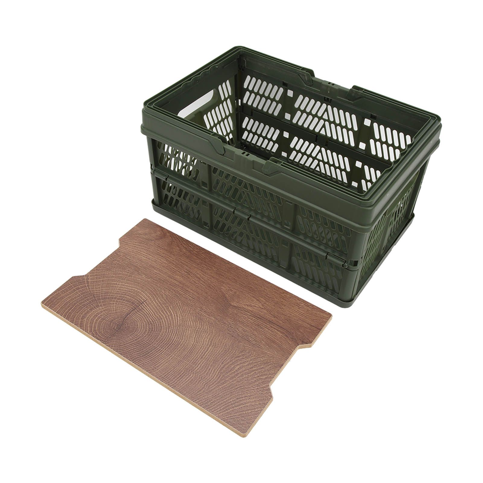 Camping Picnic Basket Foldable Large Capacity Multifunction Handheld Camping Storage Basket Camping Storage Box Green S - Image 1