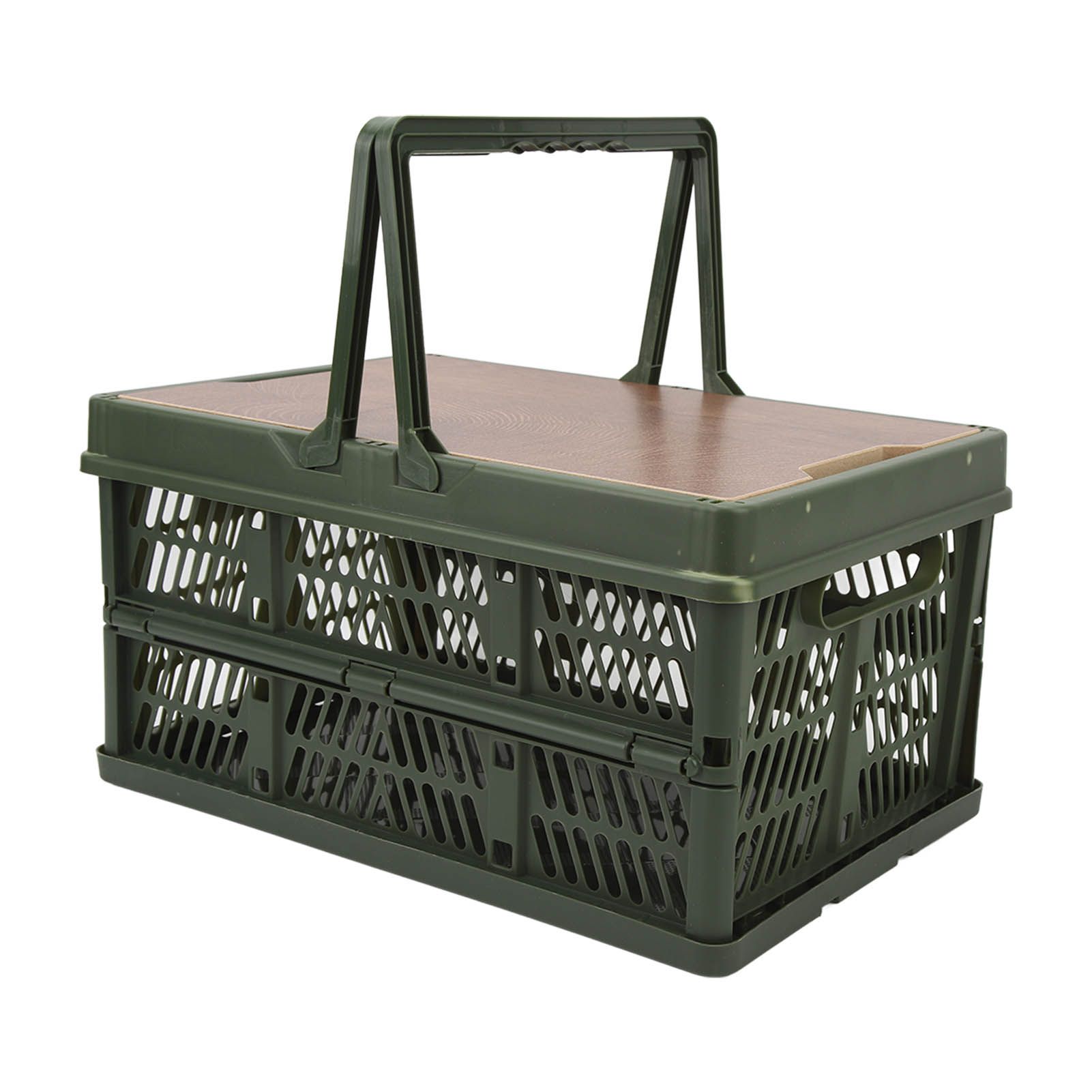 Camping Picnic Basket Foldable Large Capacity Multifunction Handheld Camping Storage Basket Camping Storage Box Green S - Image 8