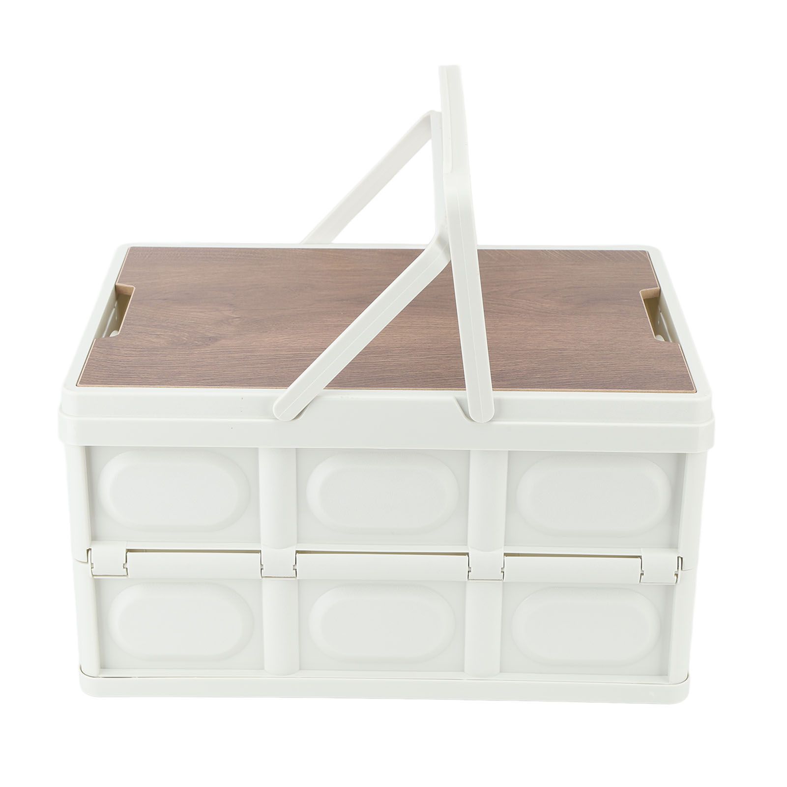 Camp Box Outdoor Camping Portable Storage Box with Handle Removable Foldable Camping Portable Wooden Lid Storage Box S - Image 1