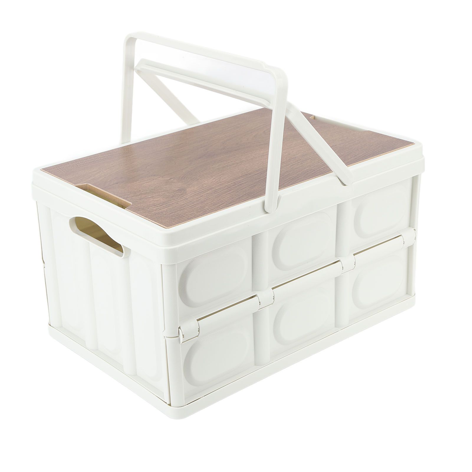 Camp Box Outdoor Camping Portable Storage Box with Handle Removable Foldable Camping Portable Wooden Lid Storage Box S - Image 3