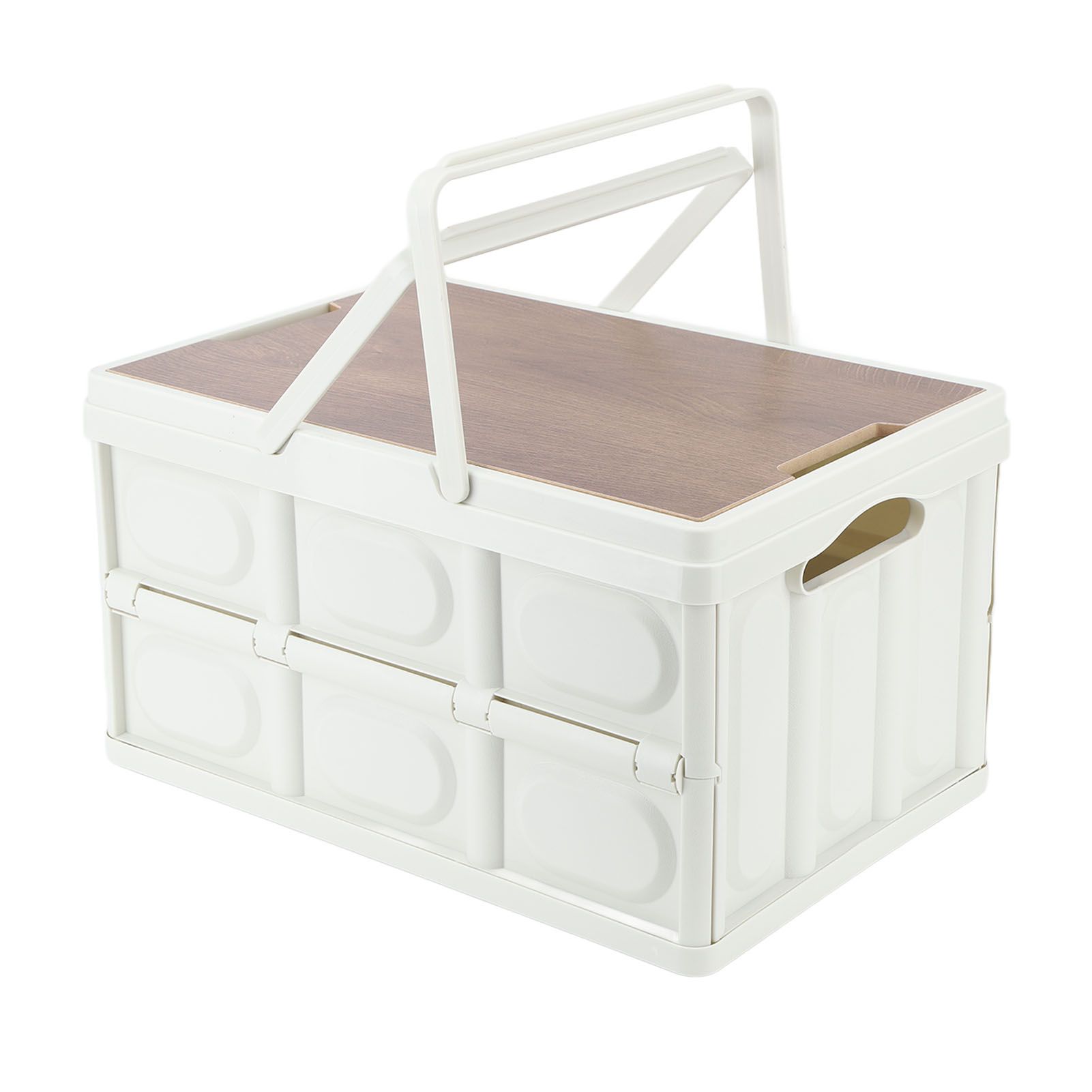 Camp Box Outdoor Camping Portable Storage Box with Handle Removable Foldable Camping Portable Wooden Lid Storage Box S - Image 4