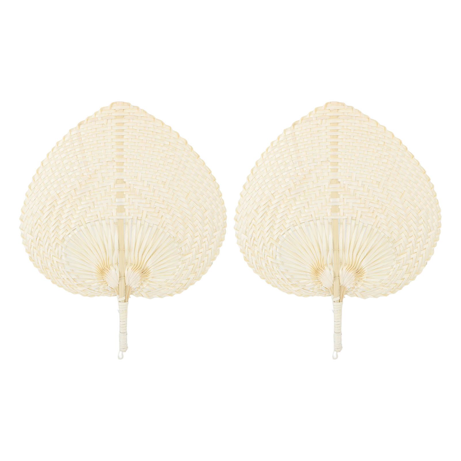 2 Pcs Handheld Leaf Braided Fan Handmade Bamboo Straw Chinese Craft Fan for Decoration - Image 1
