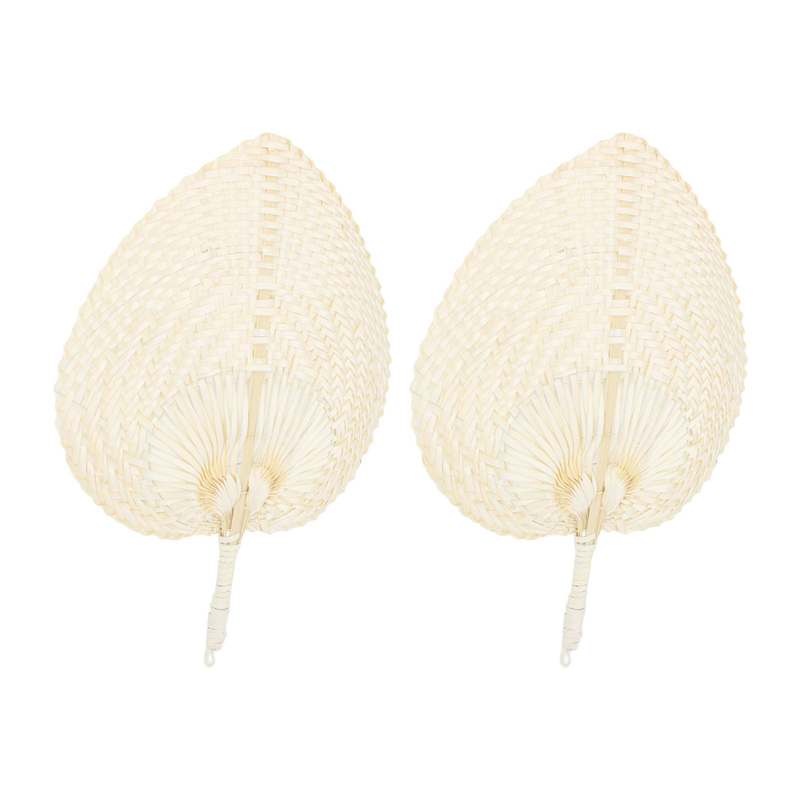 2 Pcs Handheld Leaf Braided Fan Handmade Bamboo Straw Chinese Craft Fan for Decoration - Image 2