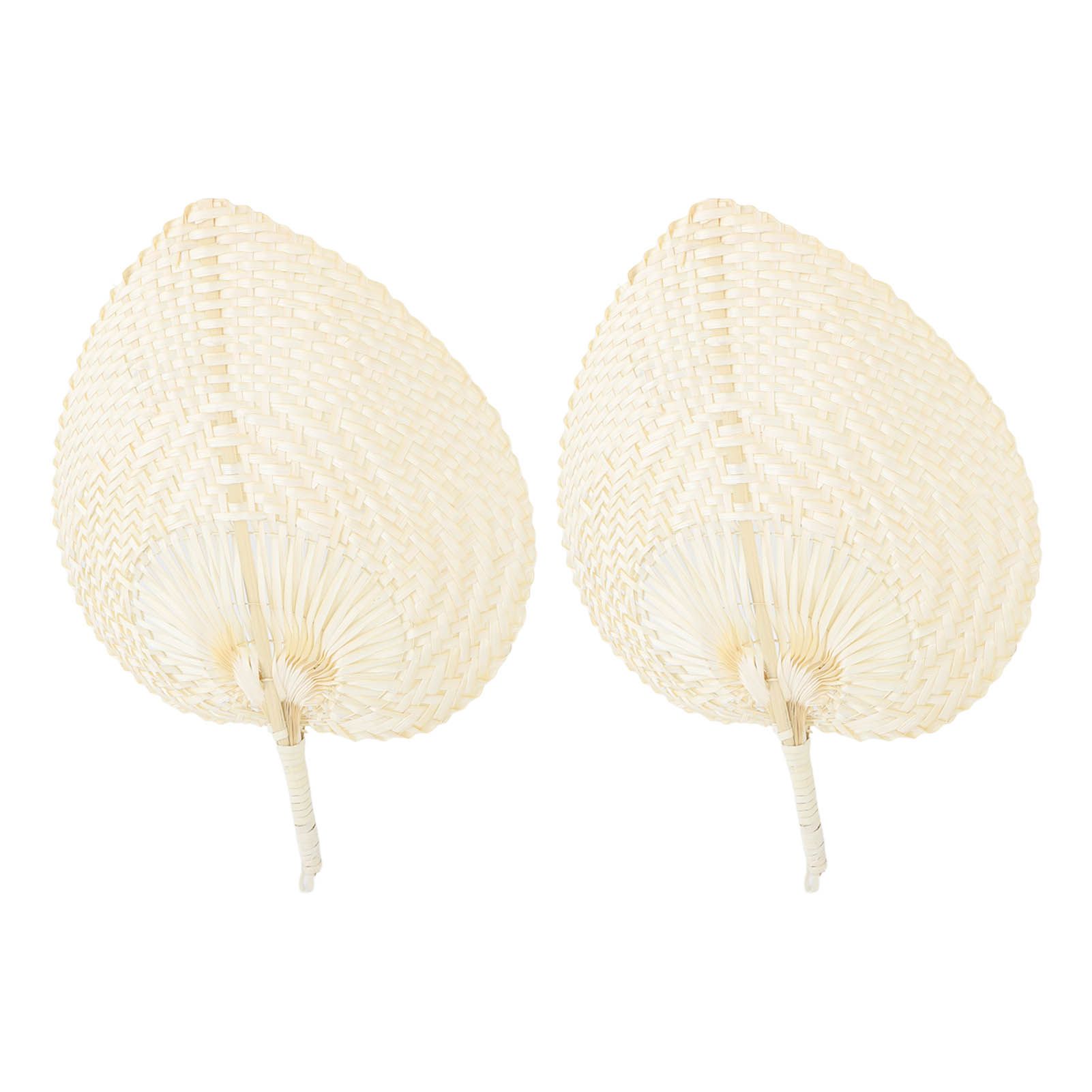 2 Pcs Handheld Leaf Braided Fan Handmade Bamboo Straw Chinese Craft Fan for Decoration - Image 3