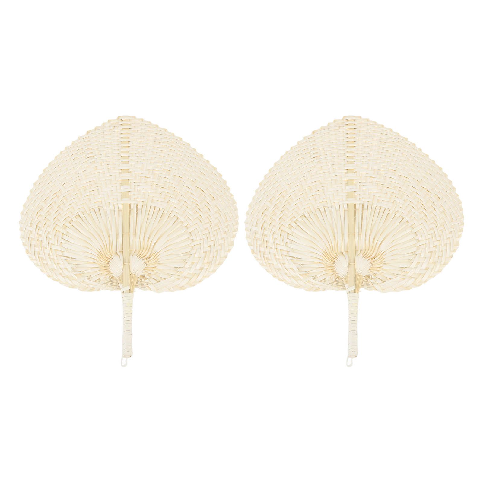2 Pcs Handheld Leaf Braided Fan Handmade Bamboo Straw Chinese Craft Fan for Decoration - Image 4