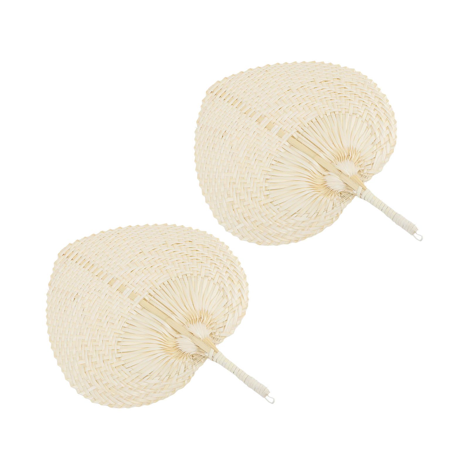 2 Pcs Handheld Leaf Braided Fan Handmade Bamboo Straw Chinese Craft Fan for Decoration - Image 5