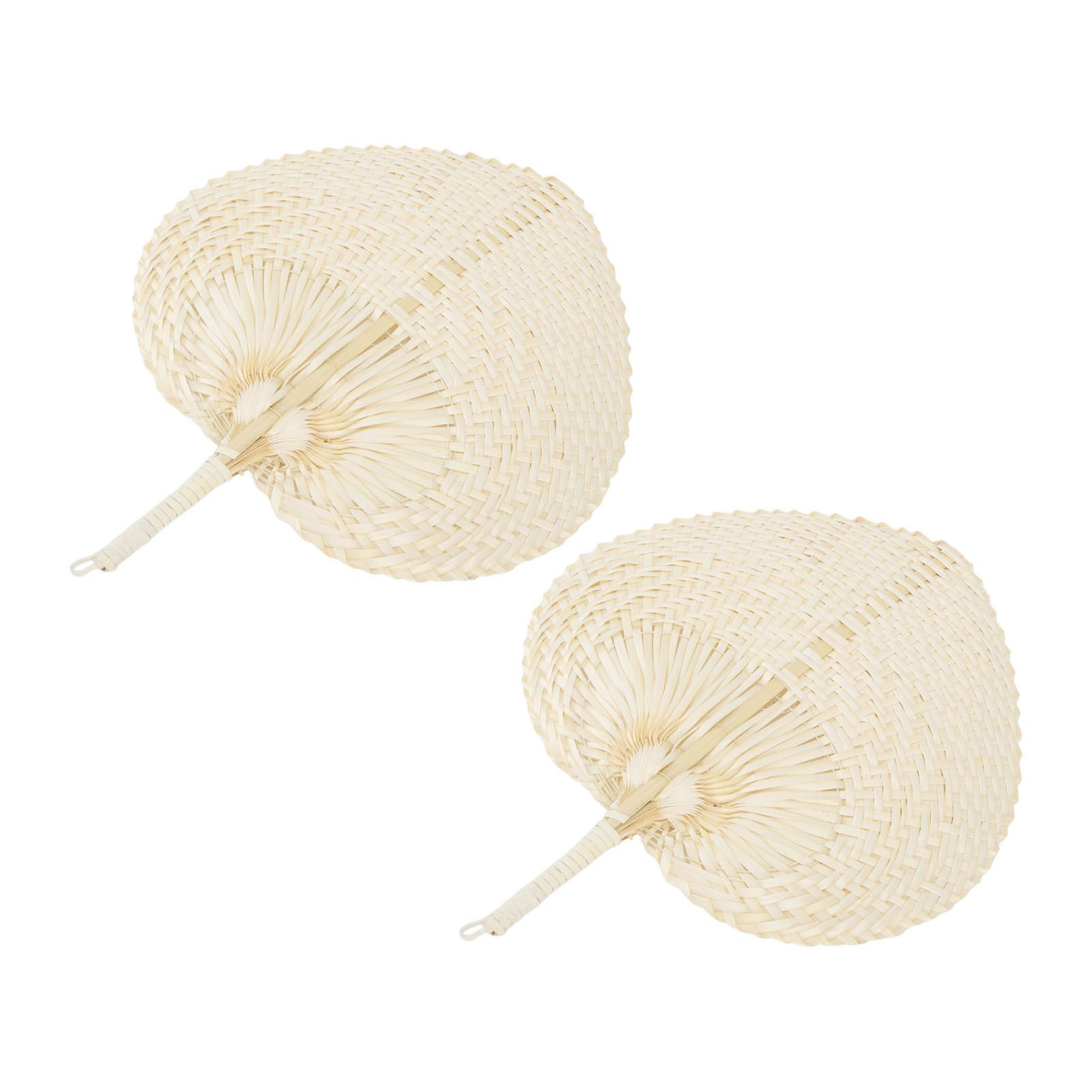 2 Pcs Handheld Leaf Braided Fan Handmade Bamboo Straw Chinese Craft Fan for Decoration - Image 6