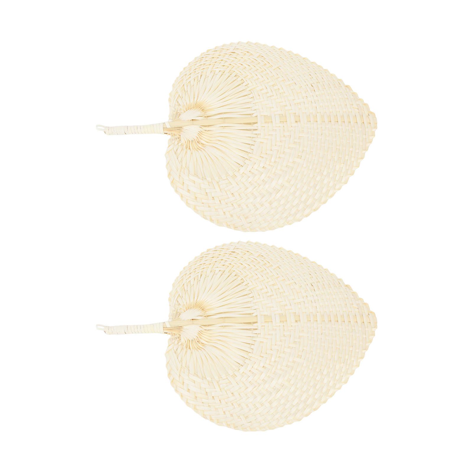 2 Pcs Handheld Leaf Braided Fan Handmade Bamboo Straw Chinese Craft Fan for Decoration - Image 7