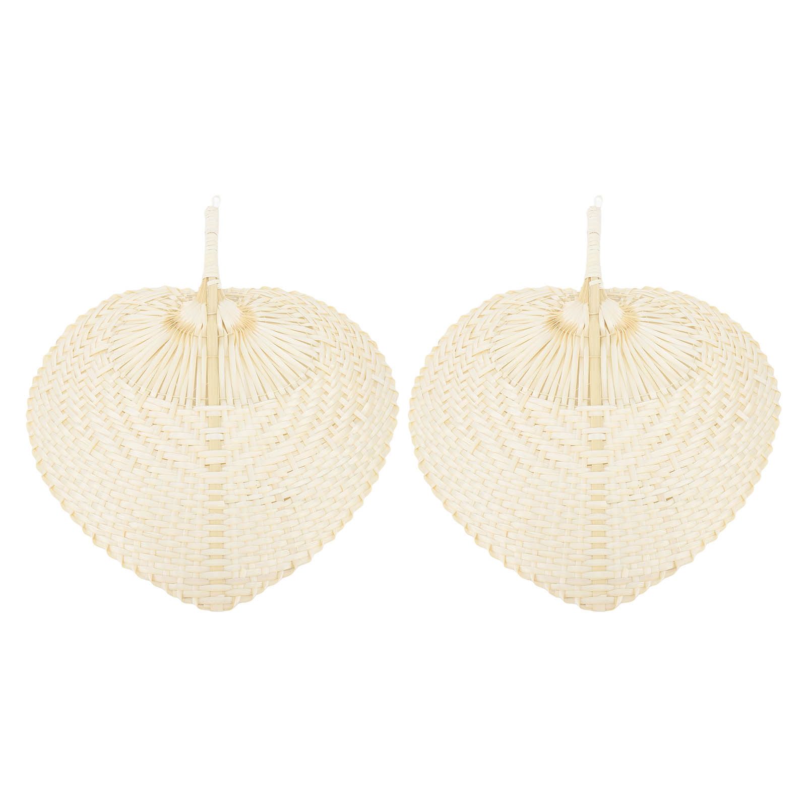 2 Pcs Handheld Leaf Braided Fan Handmade Bamboo Straw Chinese Craft Fan for Decoration - Image 8