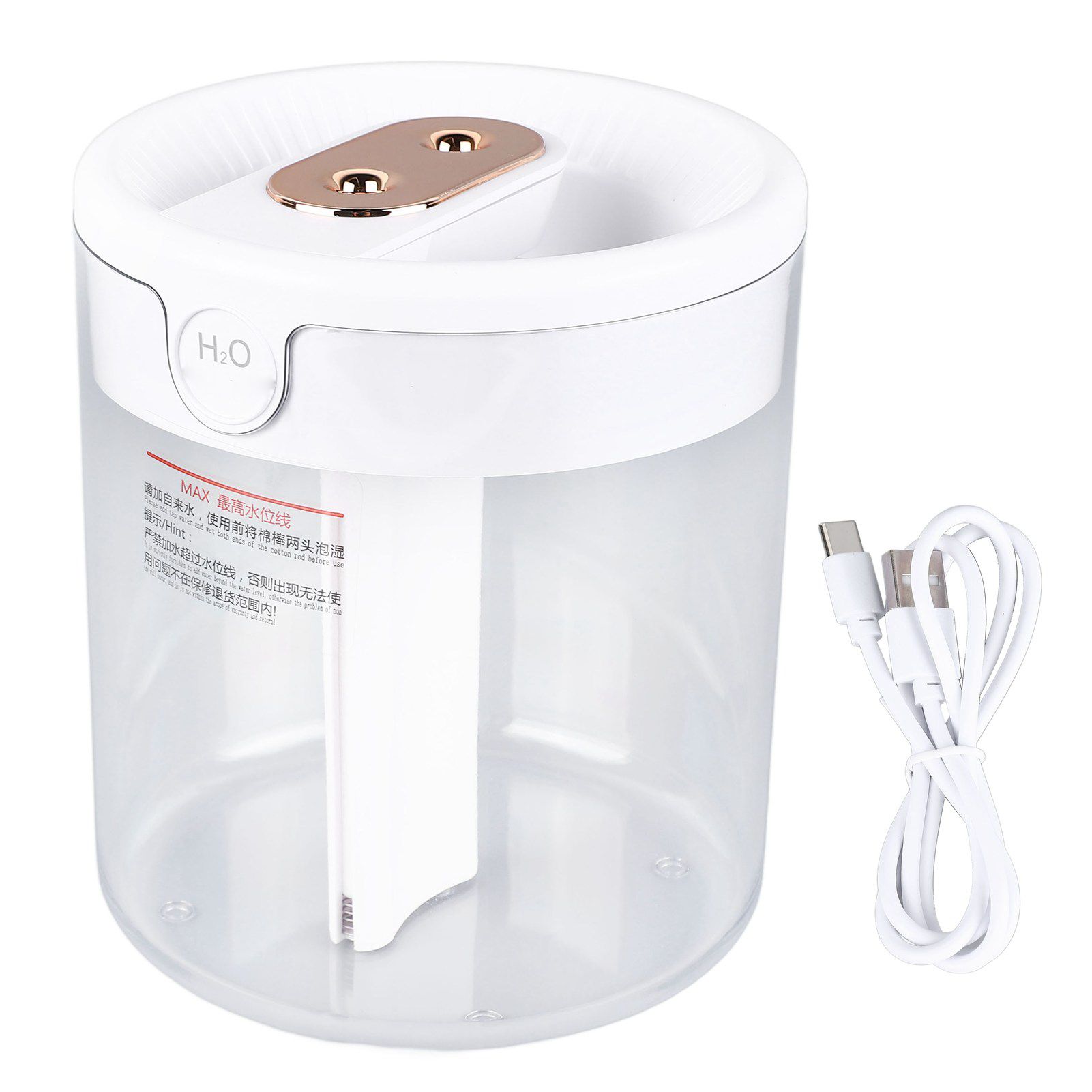 Humidifier 2L White Large Capacity Double Nozzle Mist Humidifier Home Bedroom Office Mute USB Night Light Air Vaporizer - Image 1