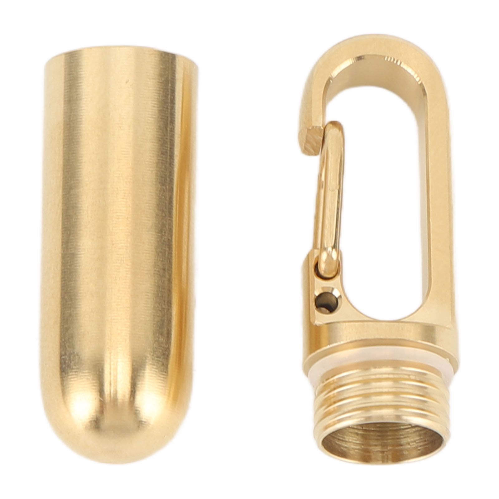 Keychain Medication Box Single Chamber Stainless Steel Keychain Medicine Organizer for Outdoor Travel Camping Gold - Image 1