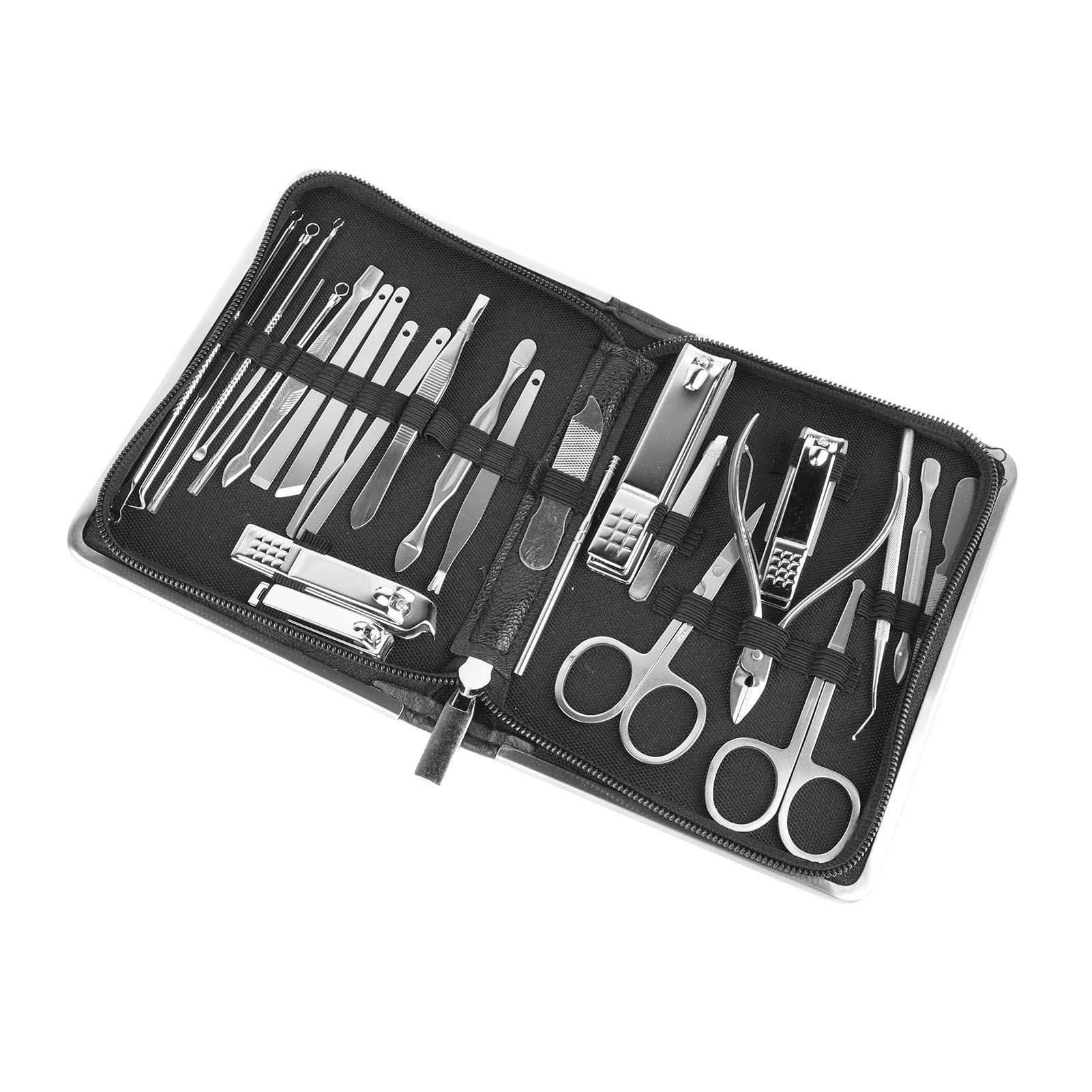 26PCS Manicure Set Black Nail Clippers Set Carbon Steel Manicure Tools Kit for Home Salon - Image 8
