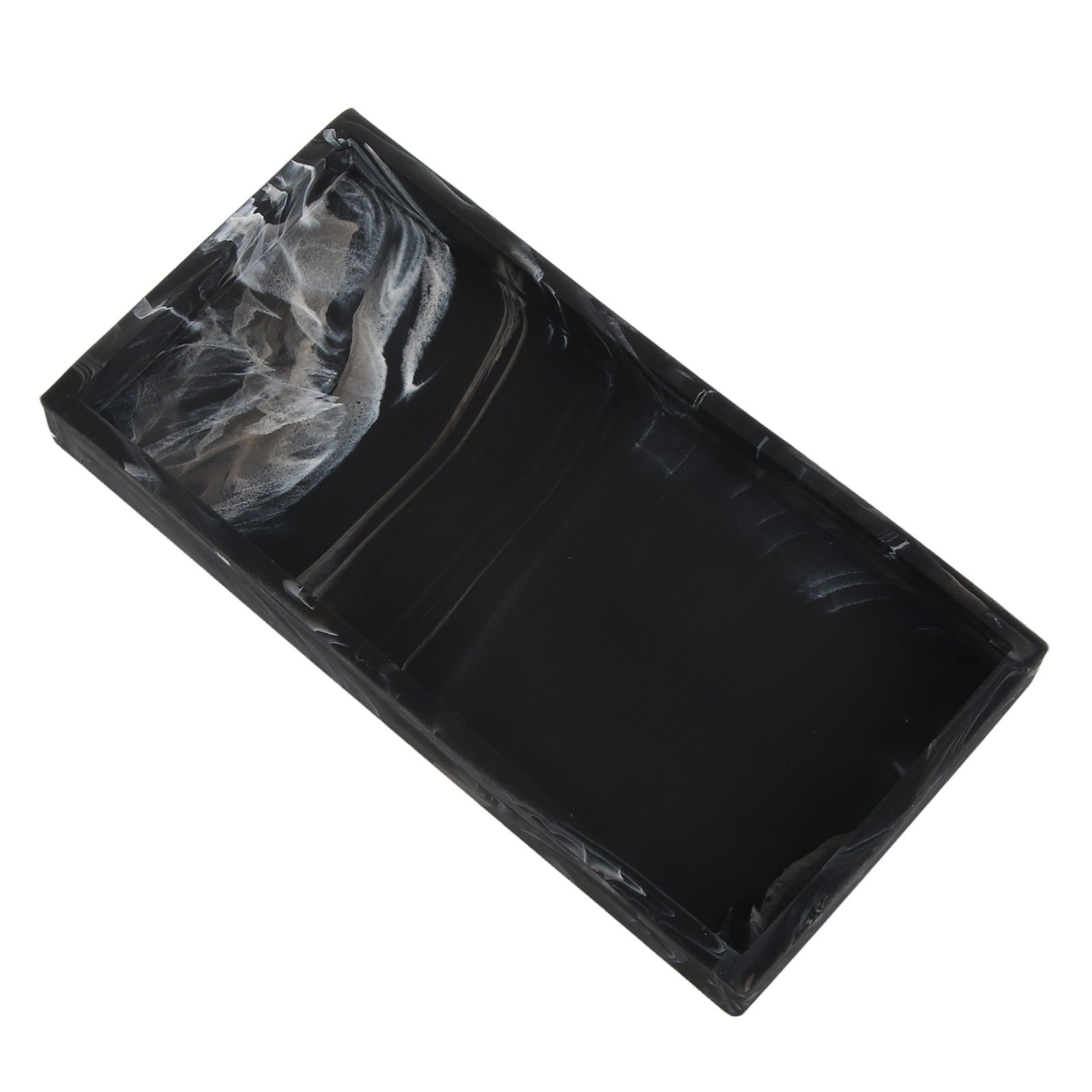 Silicone Storage Tray Shatterproof Key Finger Ring Countertop Sink Vanity Soap Dispenser Tray for Bathroom Marbling Black - Image 1