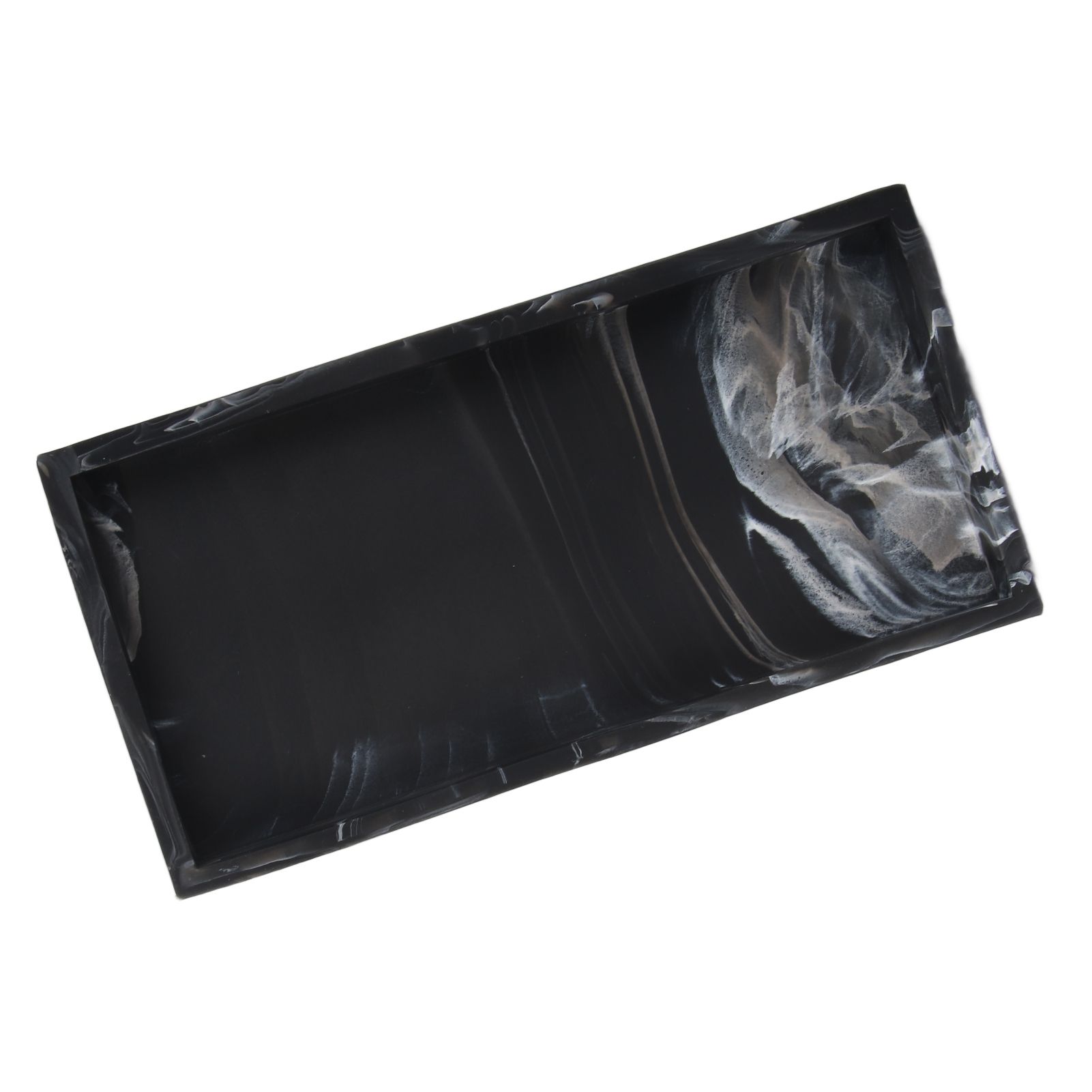 Silicone Storage Tray Shatterproof Key Finger Ring Countertop Sink Vanity Soap Dispenser Tray for Bathroom Marbling Black - Image 2