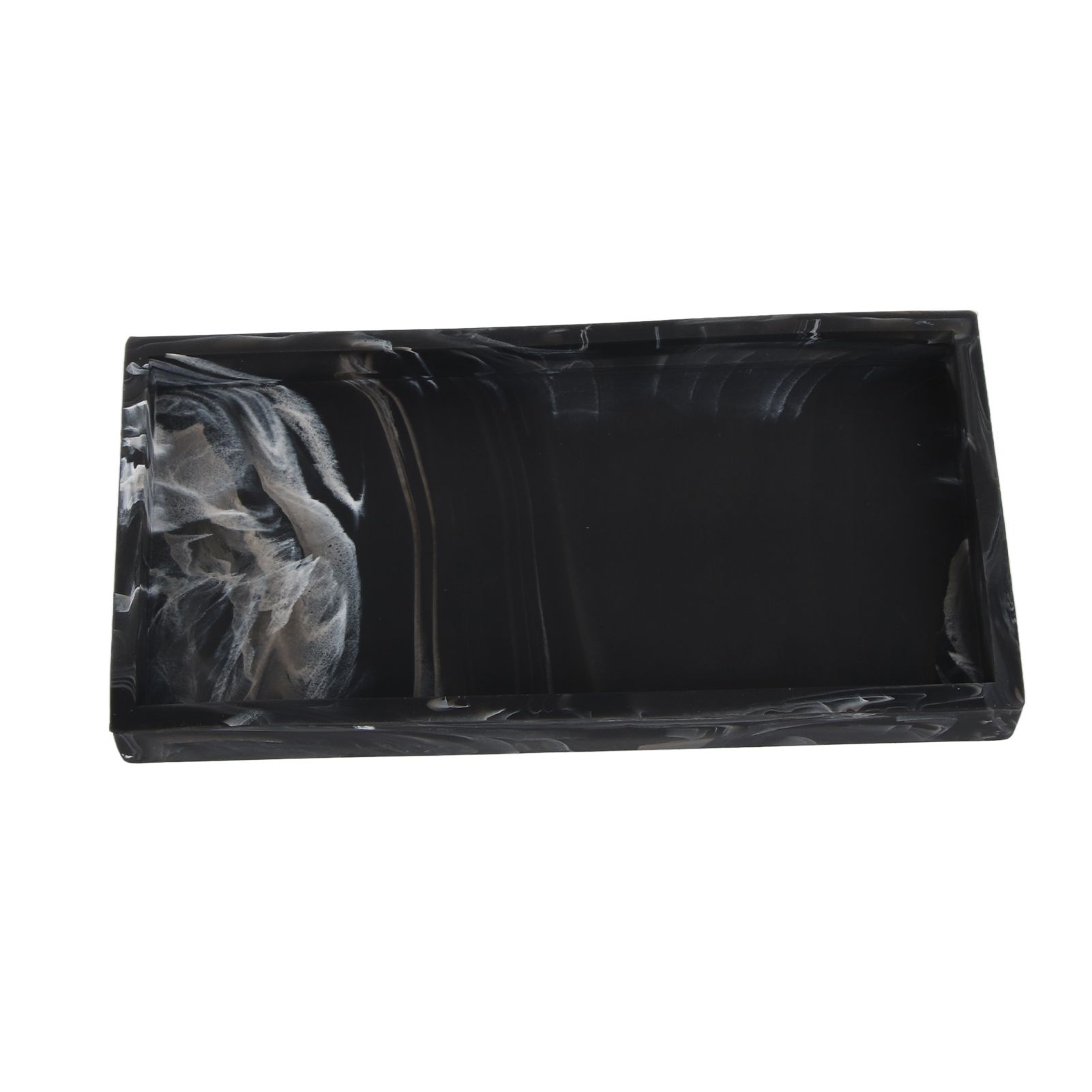 Silicone Storage Tray Shatterproof Key Finger Ring Countertop Sink Vanity Soap Dispenser Tray for Bathroom Marbling Black - Image 3