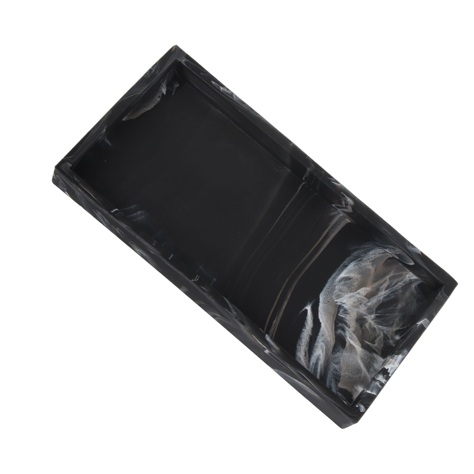 Silicone Storage Tray Shatterproof Key Finger Ring Countertop Sink Vanity Soap Dispenser Tray for Bathroom Marbling Black - Image 4
