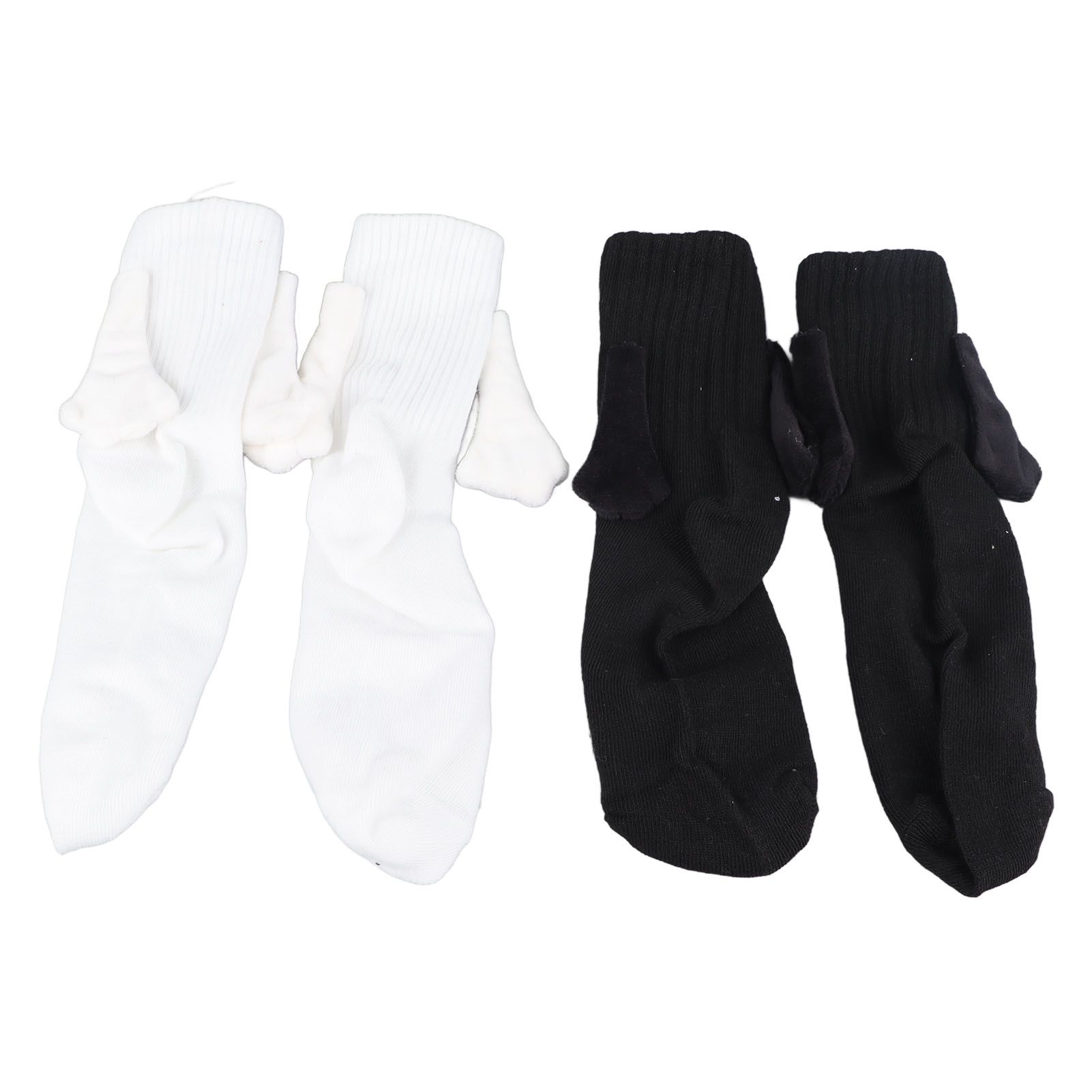 2 Pair Funny Magnetic Suction 3D Doll Couple Socks Funny Holding Hands Socks for Couple Black and White - Image 7