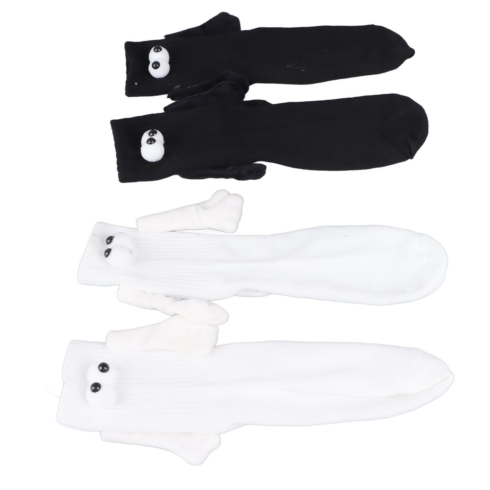 2 Pair Funny Magnetic Suction 3D Doll Couple Socks Funny Holding Hands Socks for Couple Black and White - Image 8