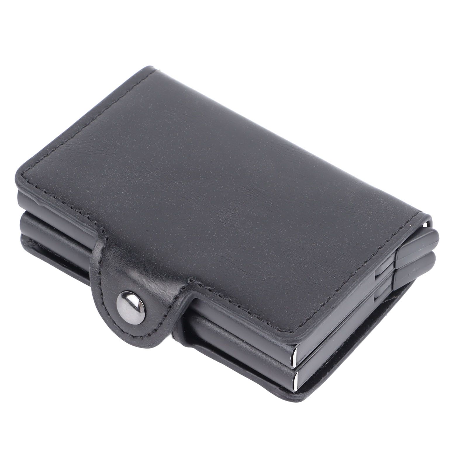 Card Holder Black Card Case RFID Blocking Aluminium Alloy PU Anti Degaussing Large Capacity Withstand Wear Card Wallet - Image 1