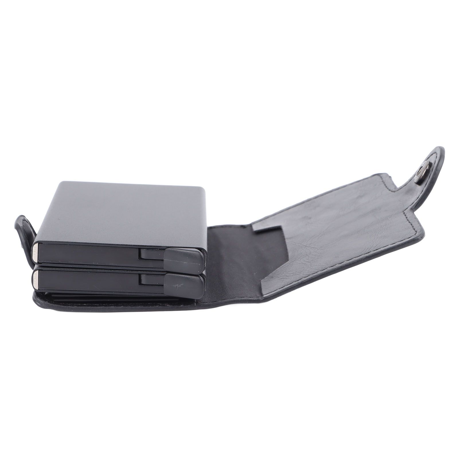 Card Holder Black Card Case RFID Blocking Aluminium Alloy PU Anti Degaussing Large Capacity Withstand Wear Card Wallet - Image 2