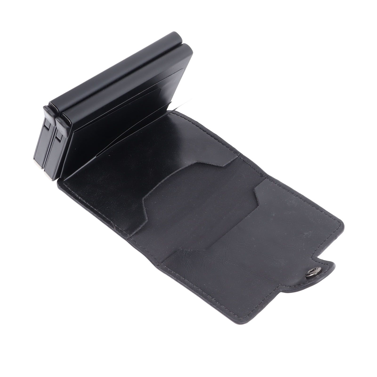 Card Holder Black Card Case RFID Blocking Aluminium Alloy PU Anti Degaussing Large Capacity Withstand Wear Card Wallet - Image 5