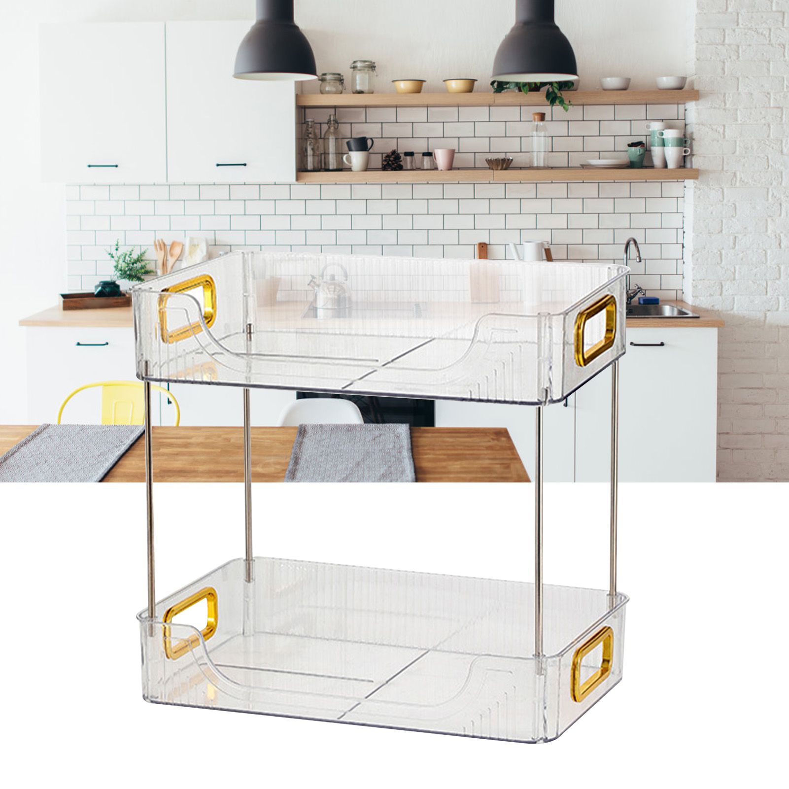 Desktop Organizer 2 Tier Ample Space Modern Storage Rack Shelves for Office Bedroom Home Decoration Transparent - Image 6