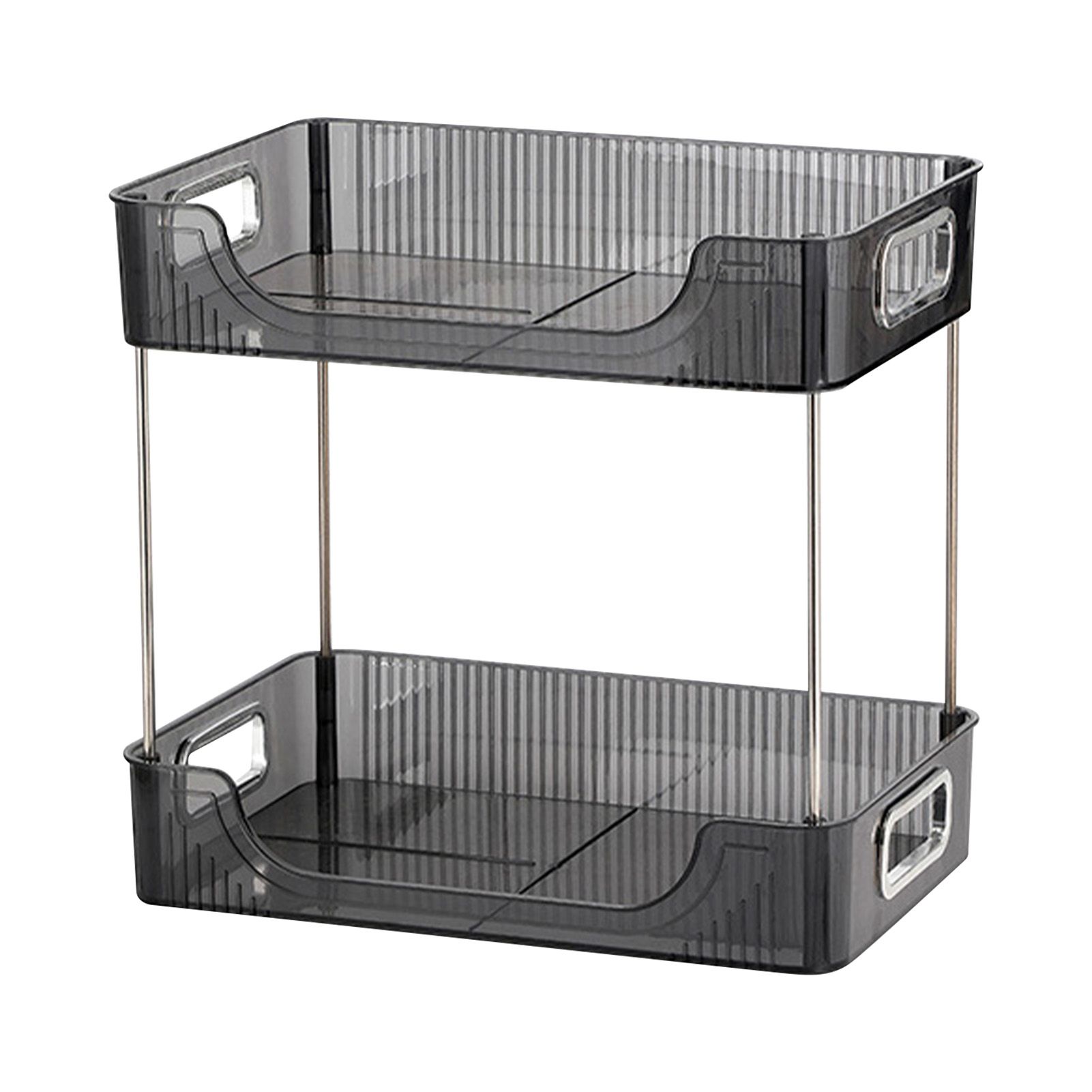 Desktop Organizer 2 Tier Ample Space Modern Storage Rack Shelves for Office Bedroom Home Decoration Grey - Image 1