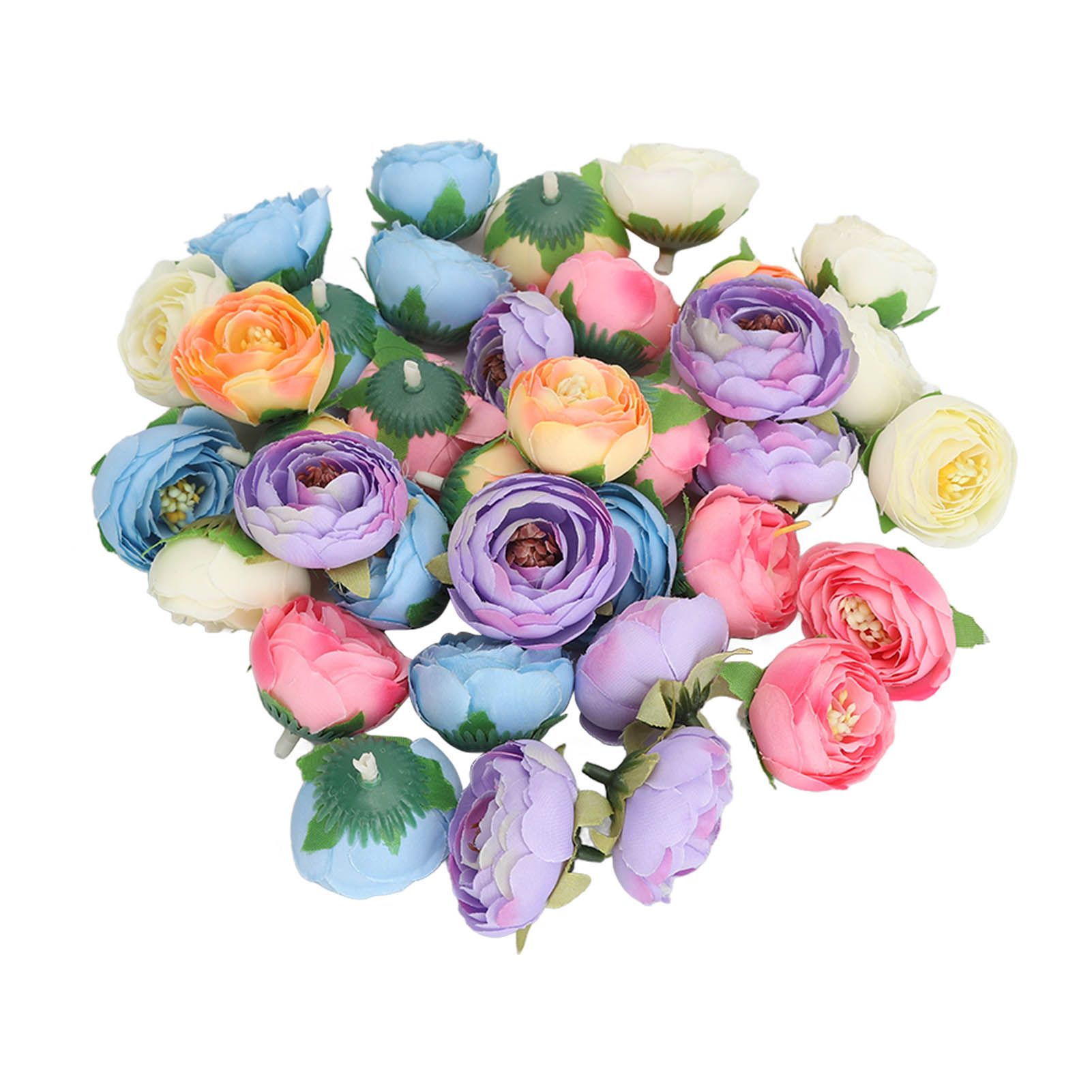 50 Pcs Camellia Flower Decor DIY Corsage Headdress Artificial Flower Heads False Rose Head Little Flower Buds - Image 1