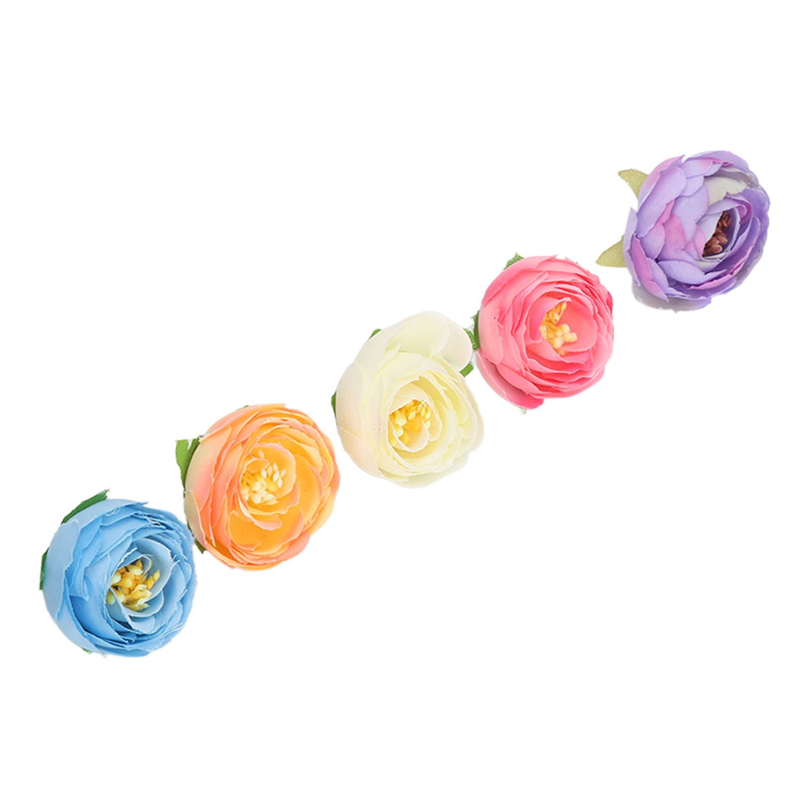 50 Pcs Camellia Flower Decor DIY Corsage Headdress Artificial Flower Heads False Rose Head Little Flower Buds - Image 4