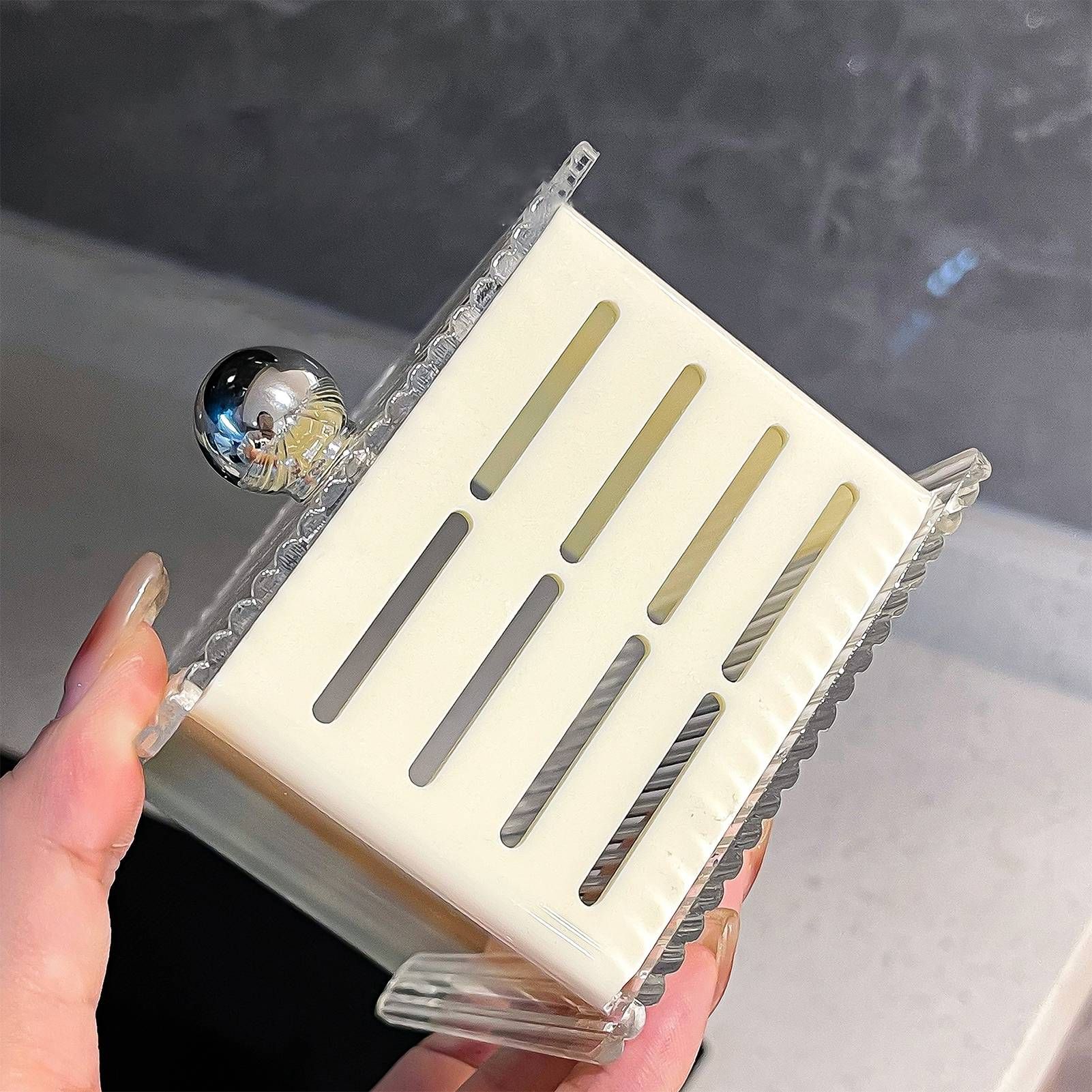 Wall Mounted Storage Organizer Box Non Drilling Plastic Wall Mount Storage Box for Toothpaste Toothbrush Cosmetic Brush Combs Milky White - Image 6