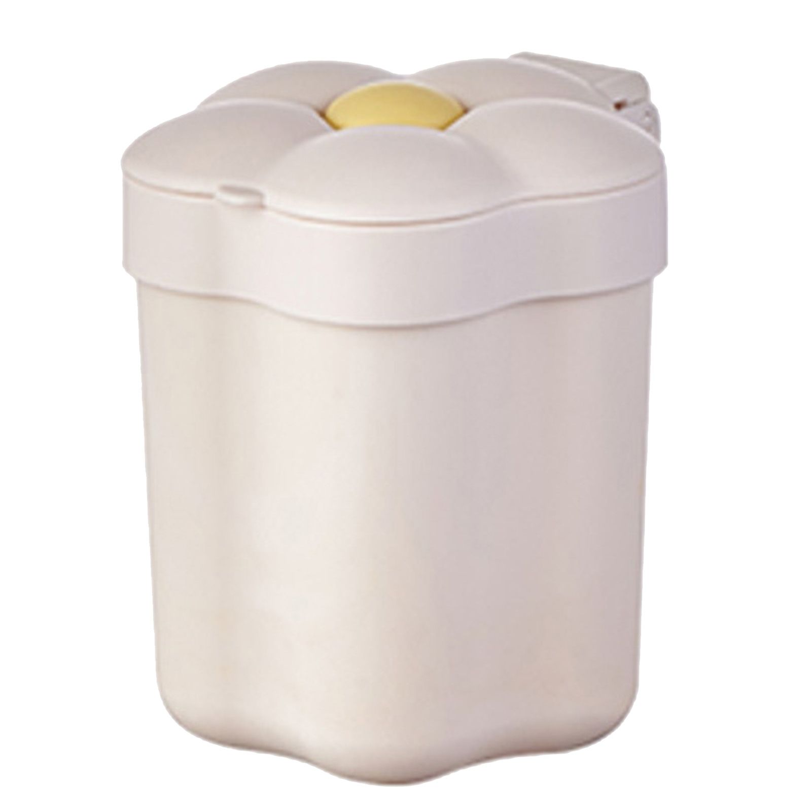 Desktop Trash Bin with Lid Flower Shape Small Garbage Can Large Opening Storage Paper Basket White - Image 1