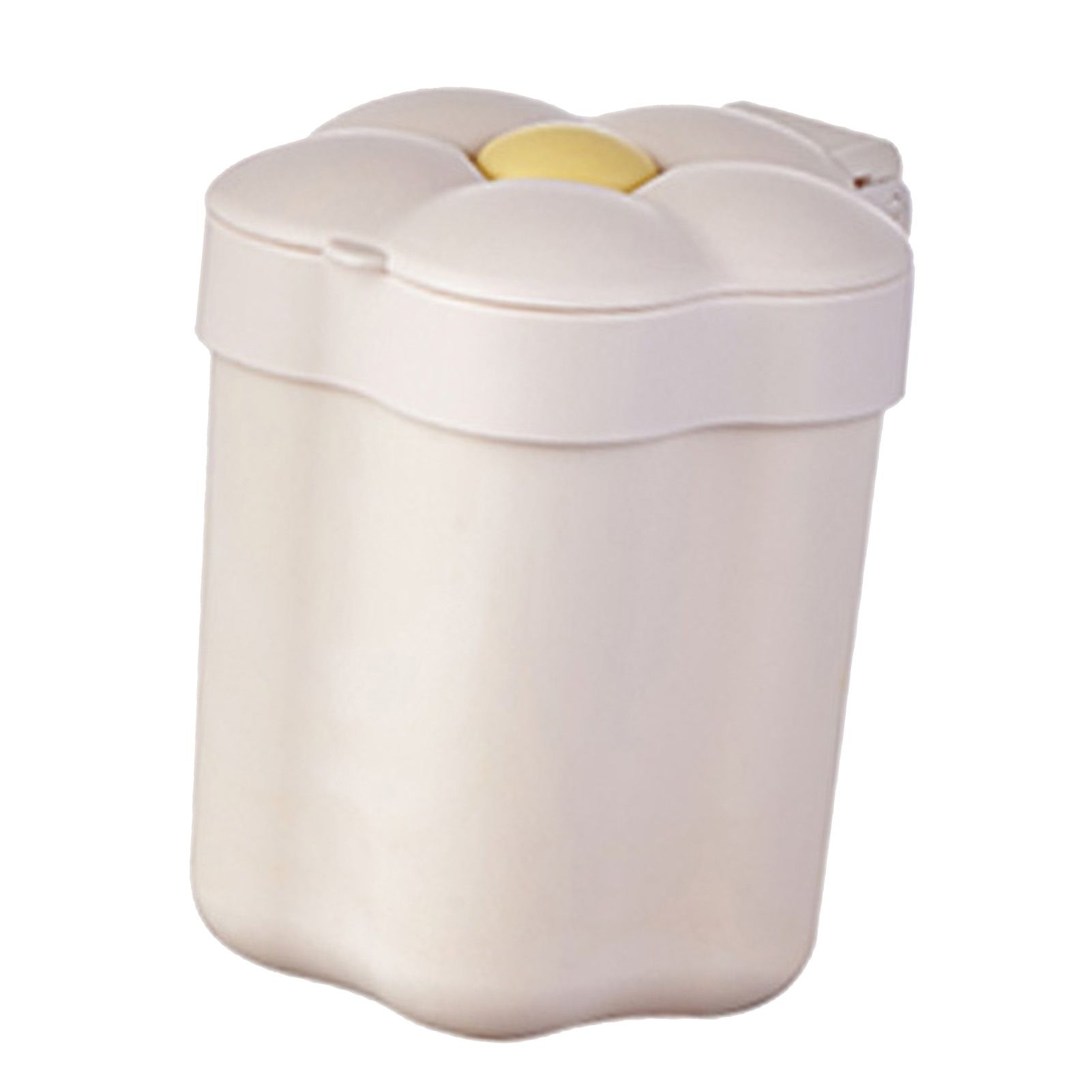 Desktop Trash Bin with Lid Flower Shape Small Garbage Can Large Opening Storage Paper Basket White - Image 2