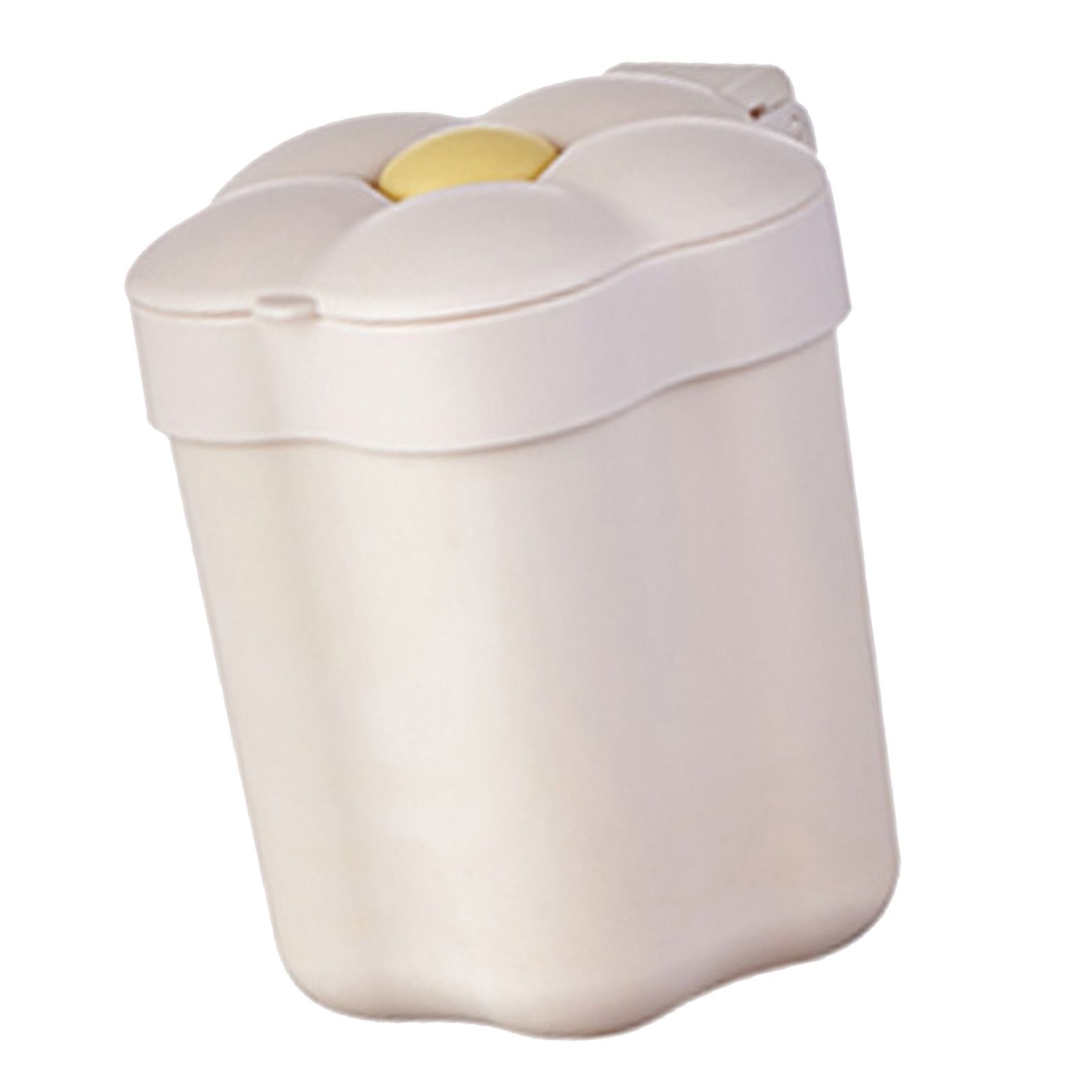 Desktop Trash Bin with Lid Flower Shape Small Garbage Can Large Opening Storage Paper Basket White - Image 4