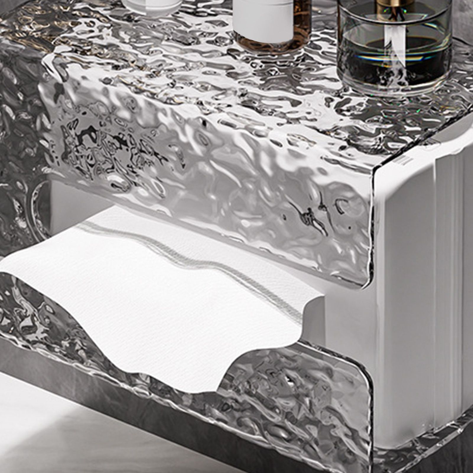 Wall Mounted Tissue Box Glacier Pattern Multifunctional Light Luxury Style Tissue Dispenser Box for Bathroom - Image 8