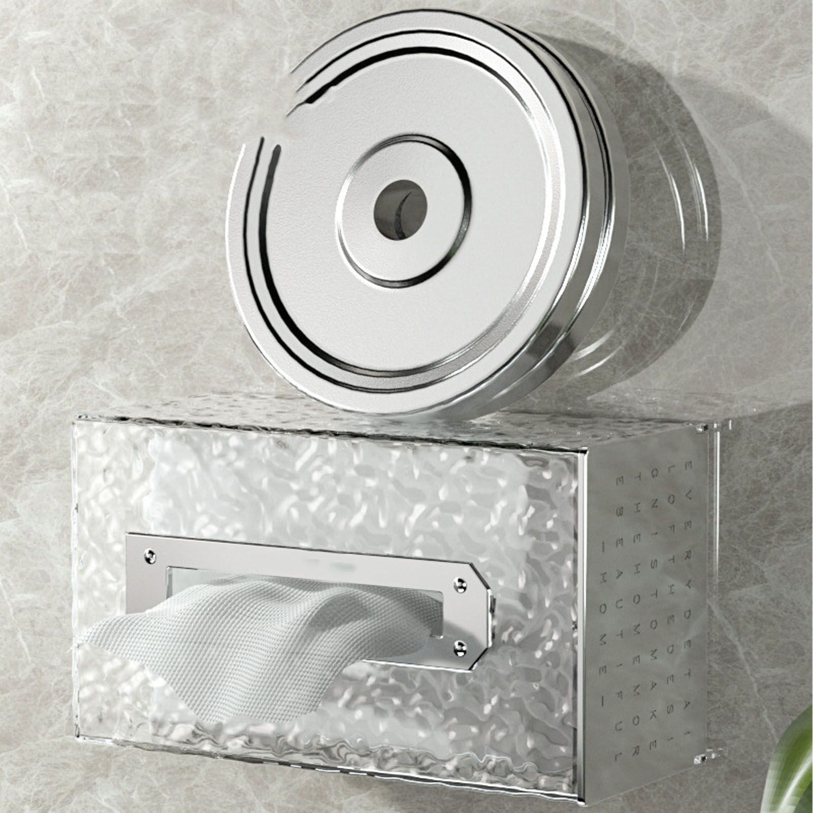 Napkin Paper Holder Box Space Saving Home Decoration Rugged Wall Mounted Tissue Box for Living Room Bedroom Transparent Silver - Image 5