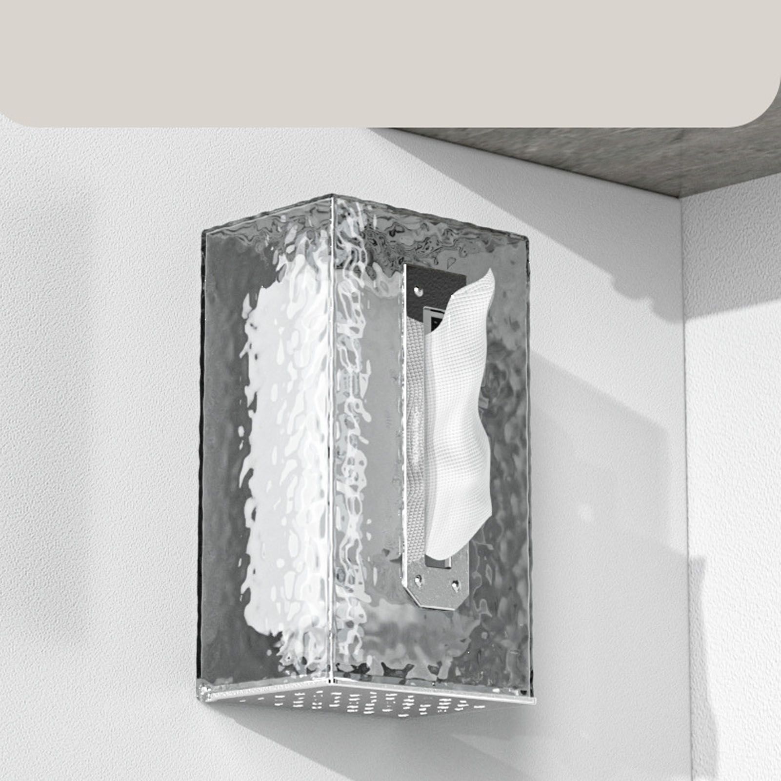 Napkin Paper Holder Box Space Saving Home Decoration Rugged Wall Mounted Tissue Box for Living Room Bedroom Translucent Silver - Image 6