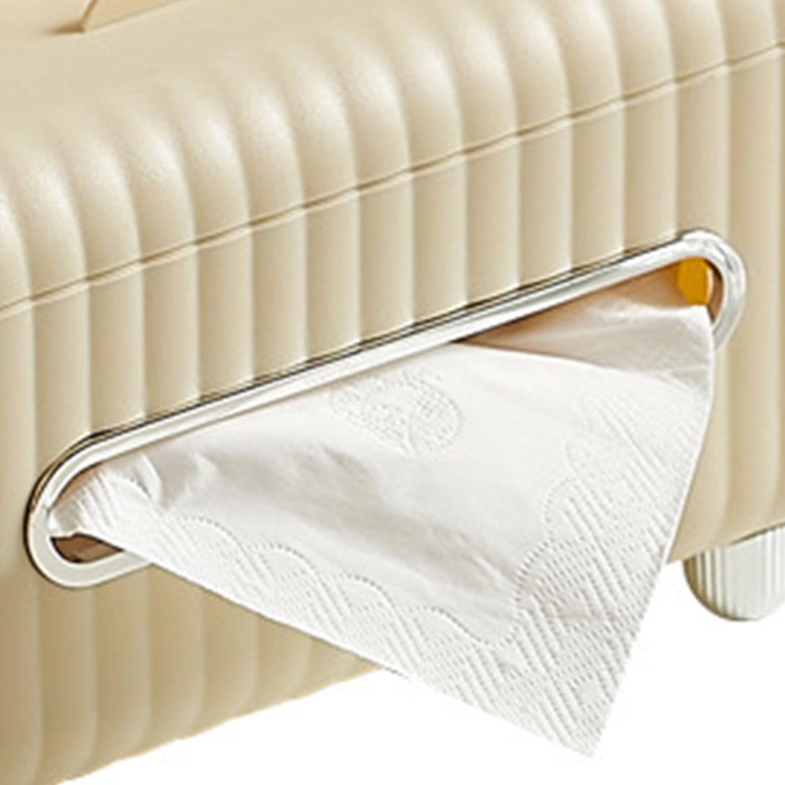 Tissue Box Cover HIPS ABS Multifunctional Desktop Rectangular Napkin Dispenser Holder with Stationery Box for Living Room Bedroom Cream - Image 7
