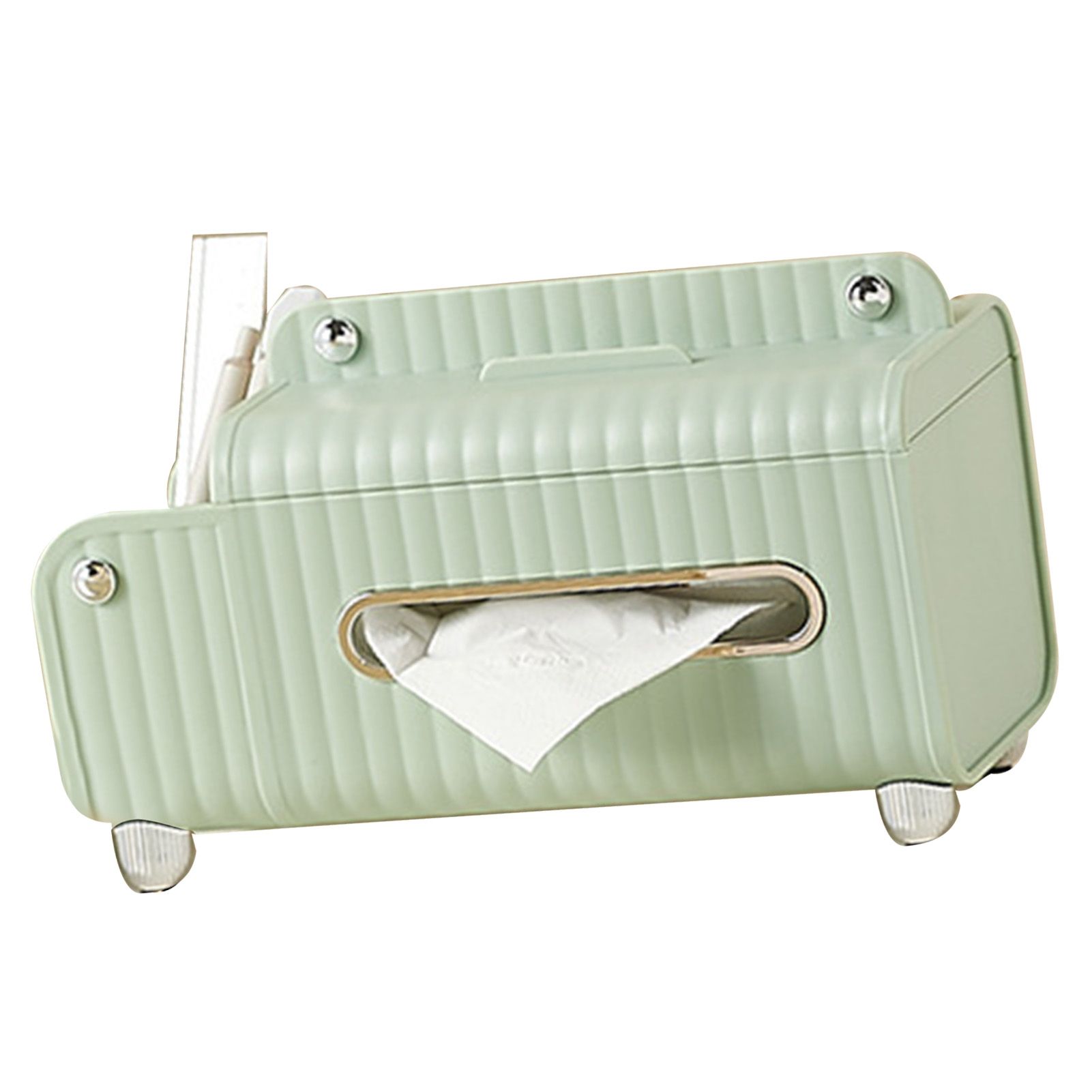 Tissue Box Cover HIPS ABS Multifunctional Desktop Rectangular Napkin Dispenser Holder with Stationery Box for Living Room Bedroom Green - Image 8