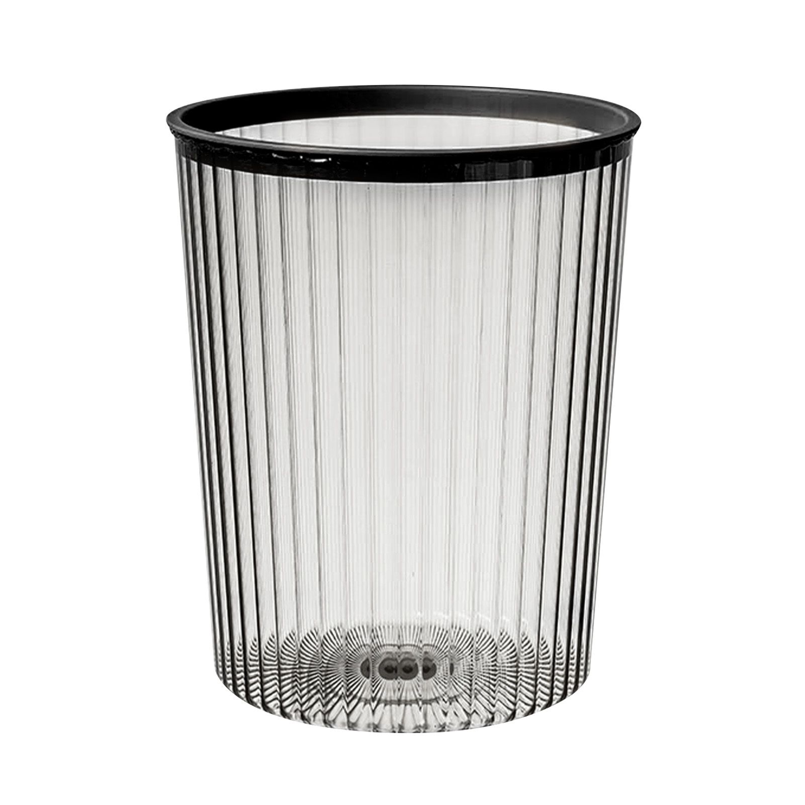 Transparent Garbage Bin with Top Ring Easy Attached Lid Free Large Capacity Trash Bin Can for Household Black - Image 1
