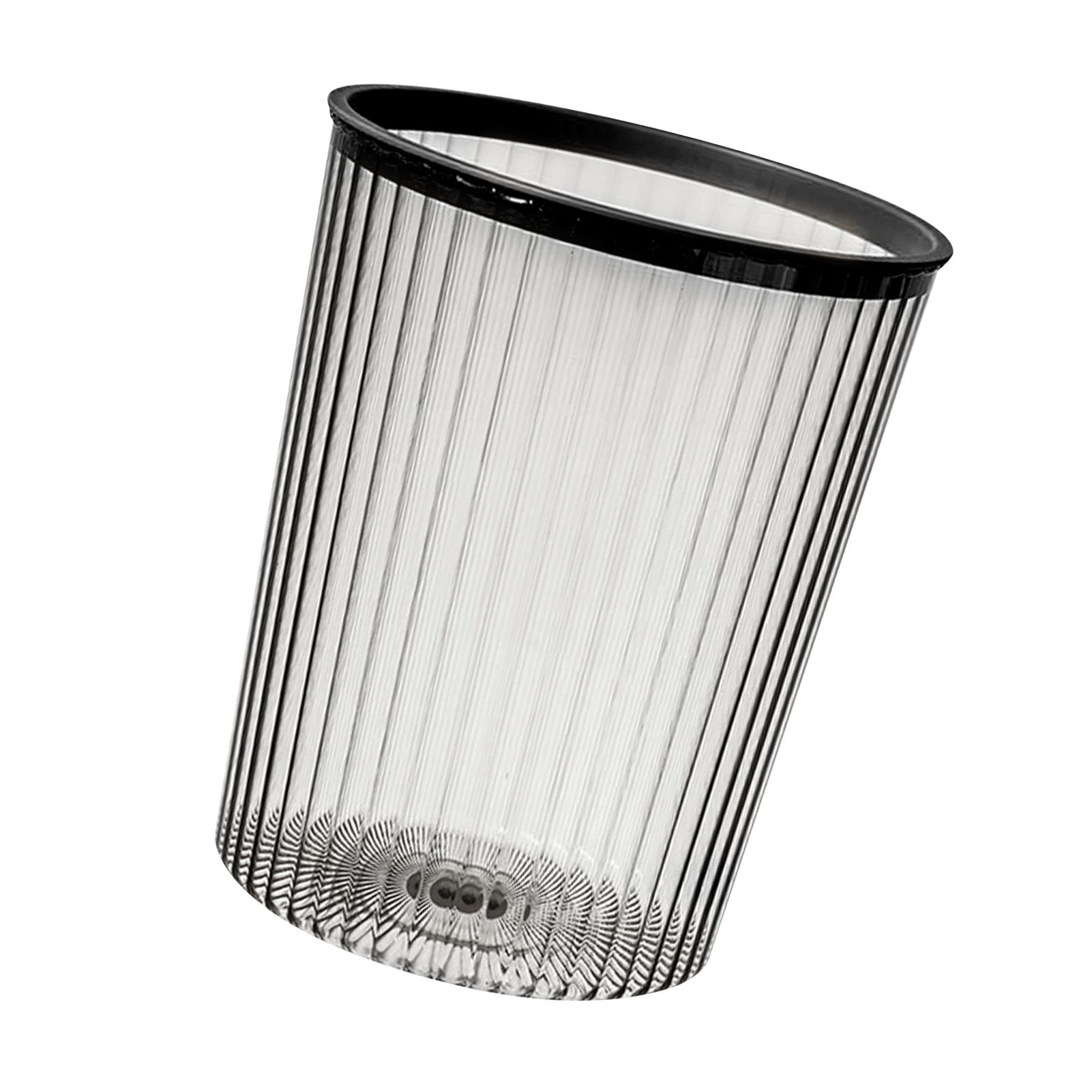 Transparent Garbage Bin with Top Ring Easy Attached Lid Free Large Capacity Trash Bin Can for Household Black - Image 2