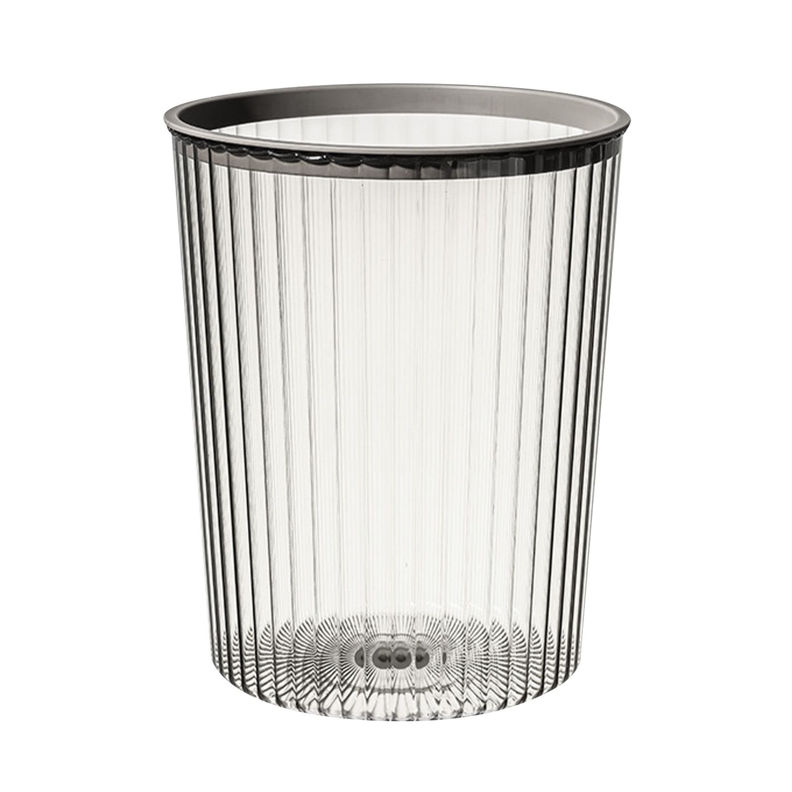 Transparent Garbage Bin with Top Ring Easy Attached Lid Free Large Capacity Trash Bin Can for Household Gray - Image 1