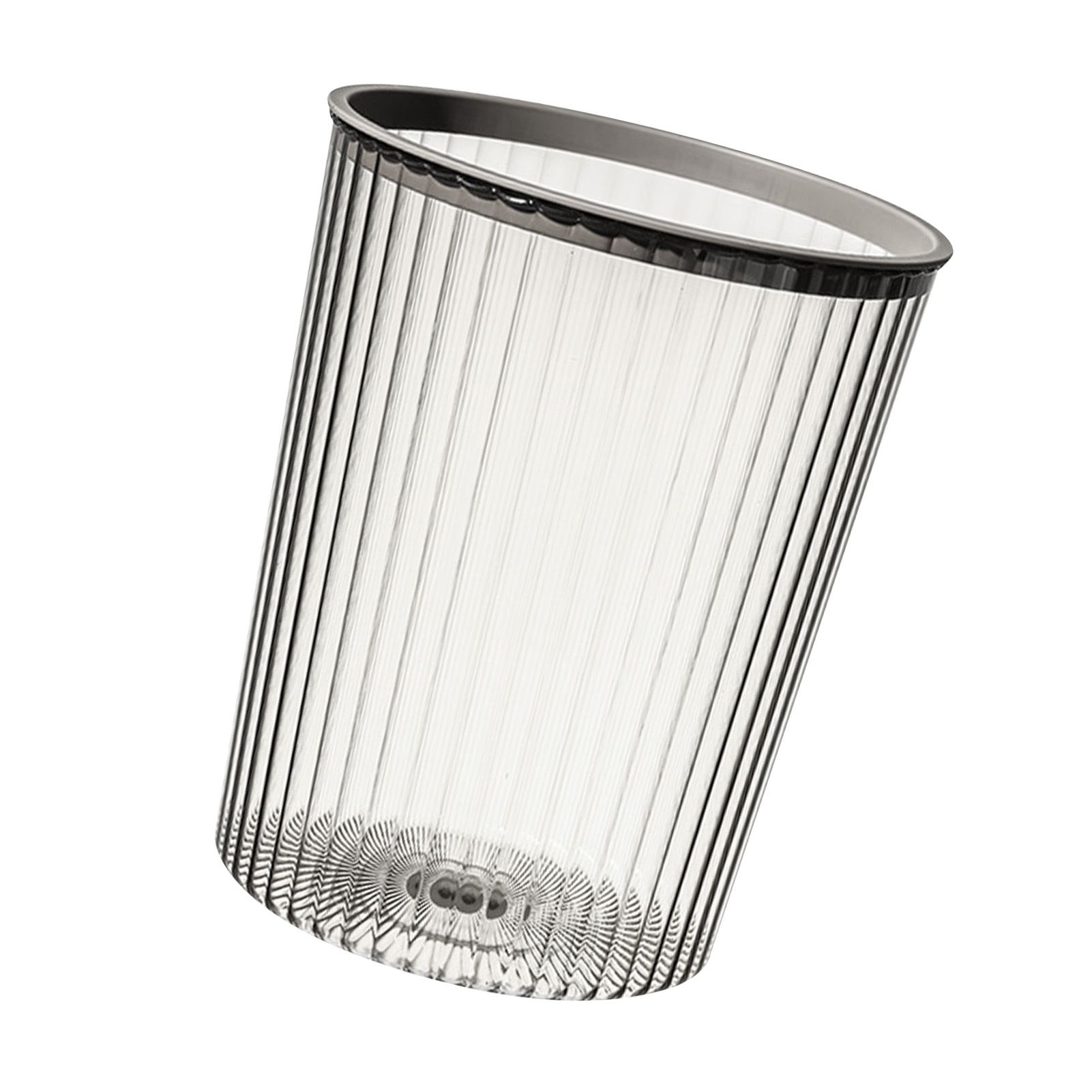Transparent Garbage Bin with Top Ring Easy Attached Lid Free Large Capacity Trash Bin Can for Household Gray - Image 2