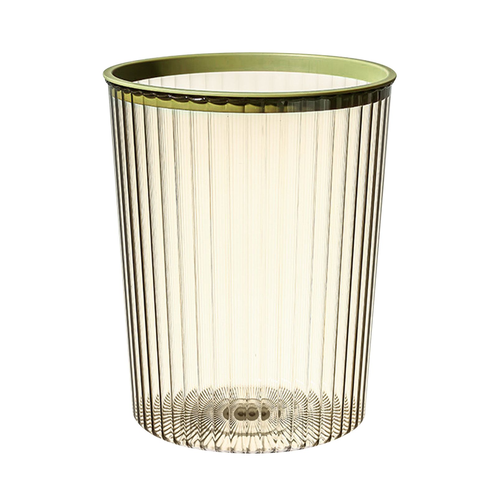 Transparent Garbage Bin with Top Ring Easy Attached Lid Free Large Capacity Trash Bin Can for Household Green - Image 1