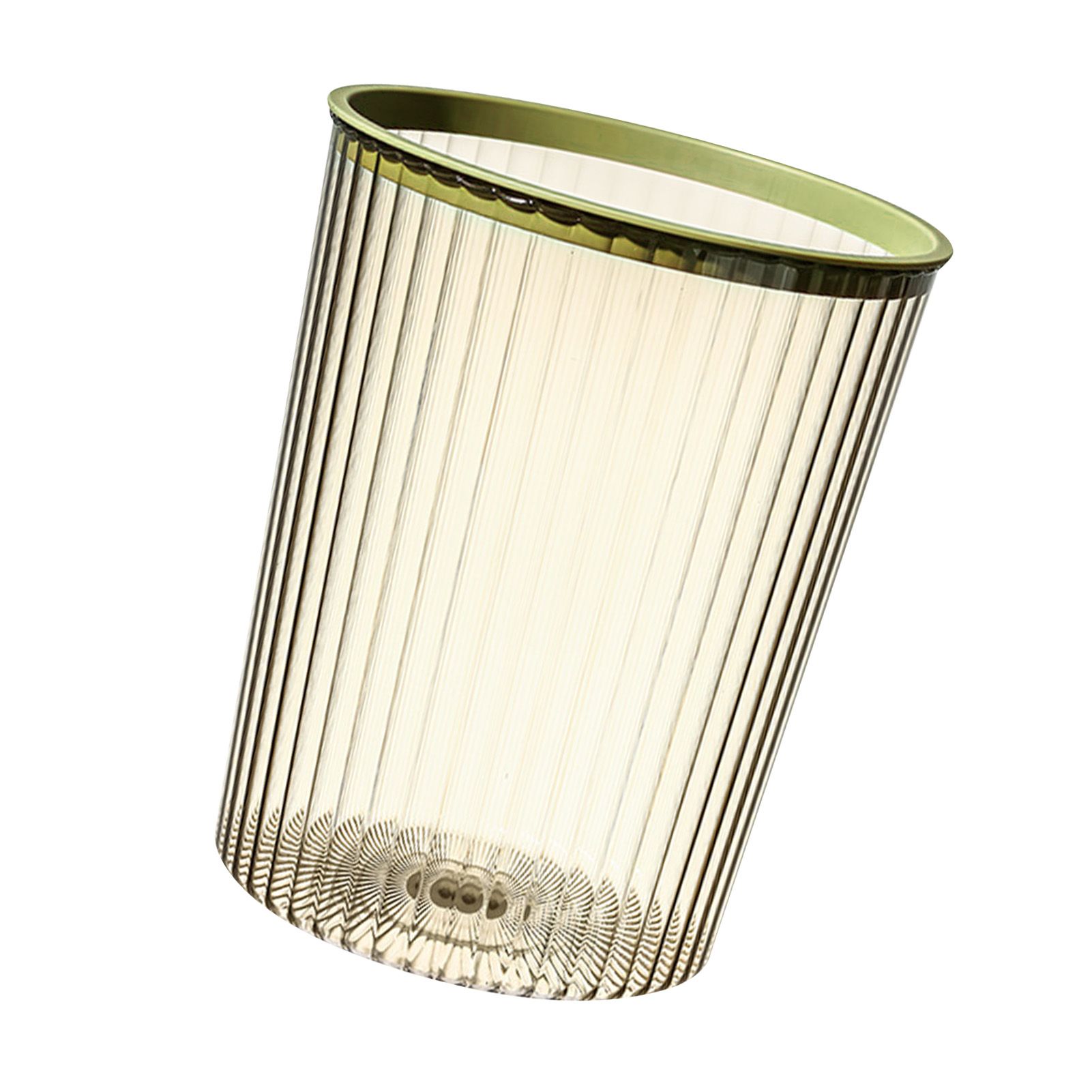 Transparent Garbage Bin with Top Ring Easy Attached Lid Free Large Capacity Trash Bin Can for Household Green - Image 2