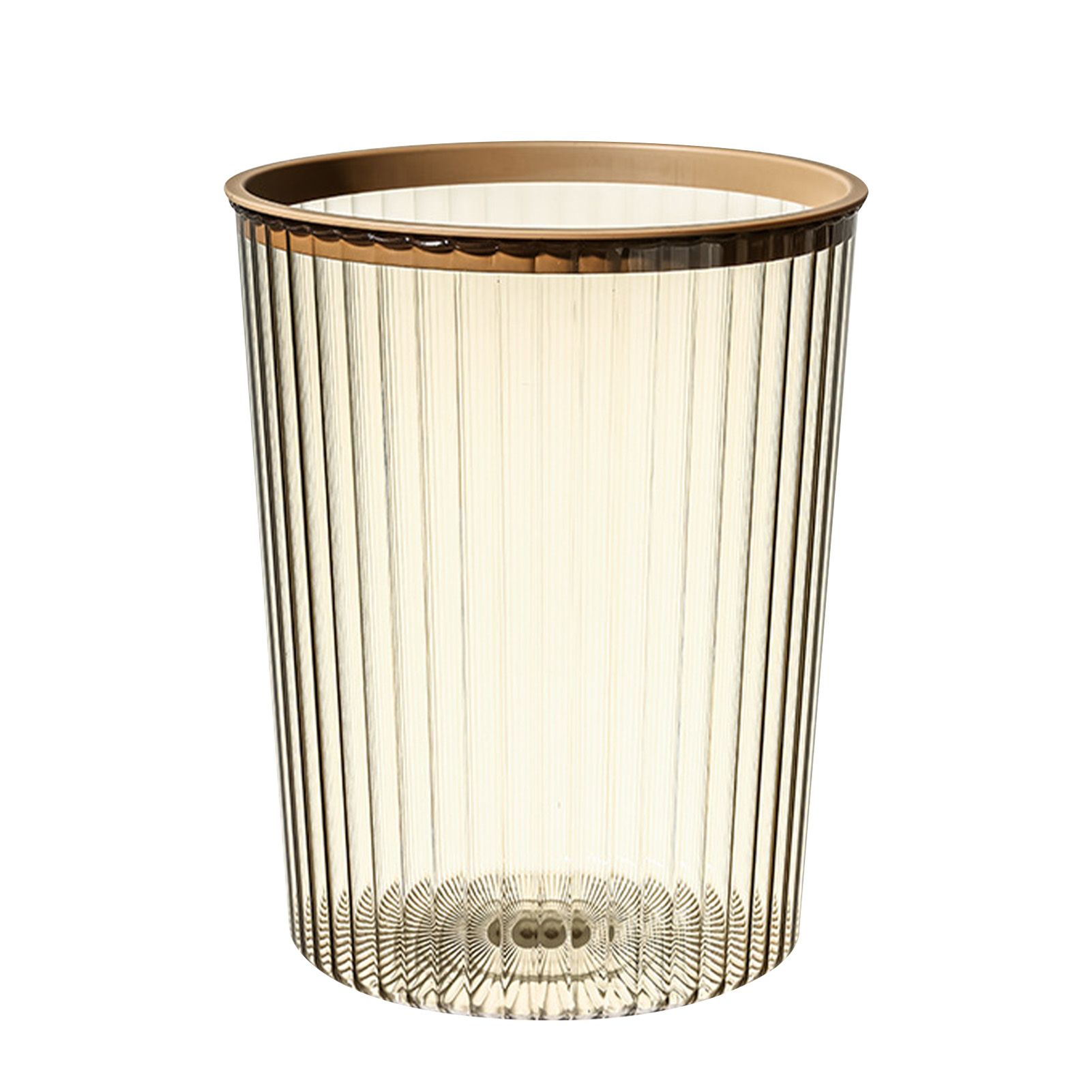 Transparent Garbage Bin with Top Ring Easy Attached Lid Free Large Capacity Trash Bin Can for Household Coffee Color - Image 1