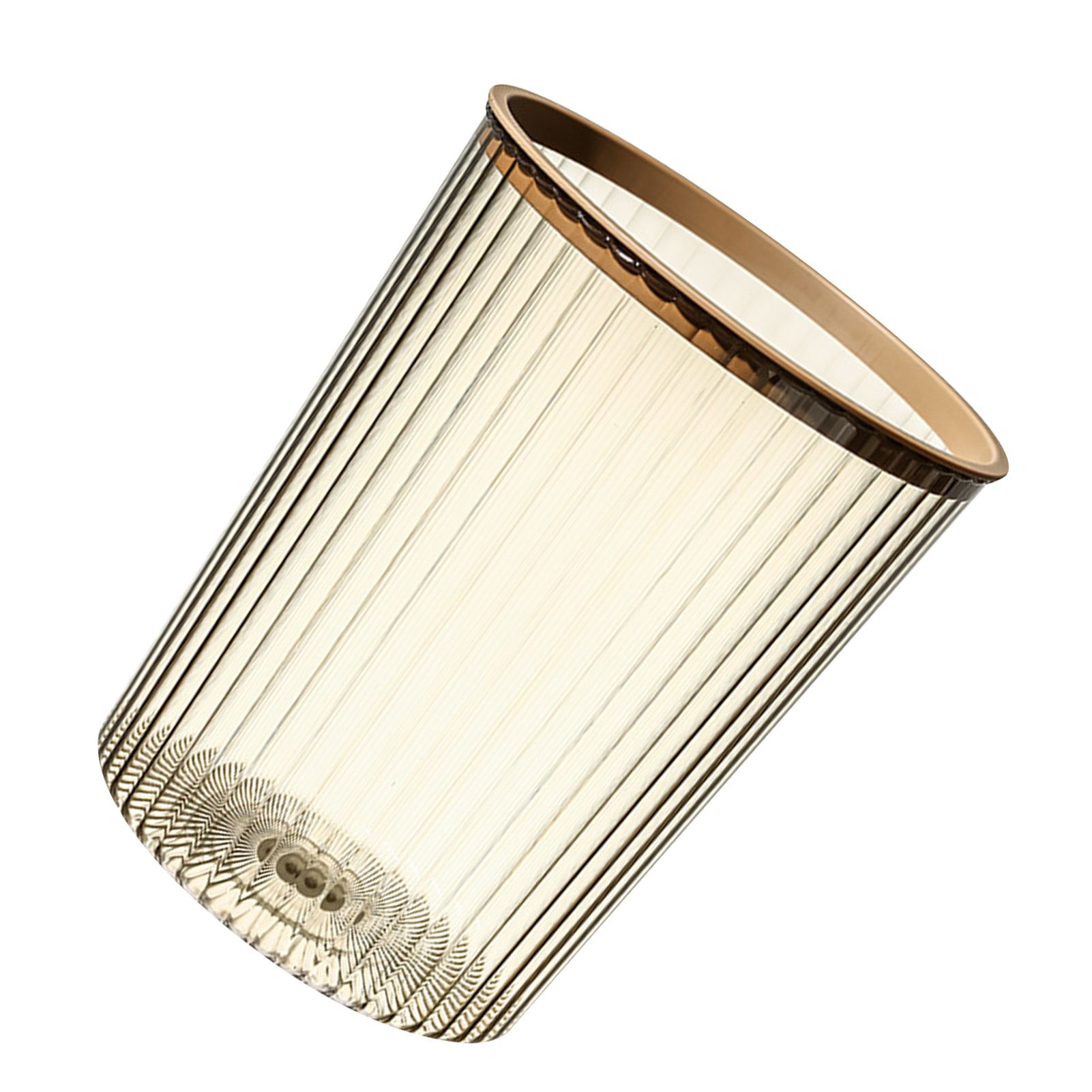 Transparent Garbage Bin with Top Ring Easy Attached Lid Free Large Capacity Trash Bin Can for Household Coffee Color - Image 3